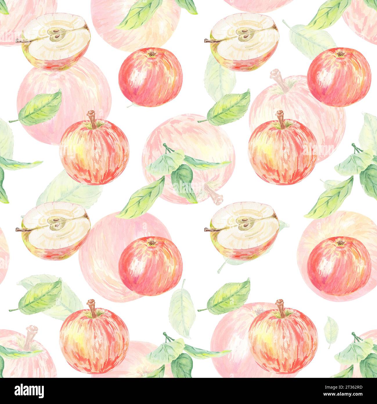 Motif sans couture aquarelle avec des pommes rouges. Illustration alimentaire peinte à la main en stile botanique sur fond blanc pour une utilisation dans le textile, papier peint Banque D'Images Motif sans couture aquarelle avec des pommes rouges. Illustration alimentaire peinte à la main en stile botanique sur fond blanc pour une utilisation dans le textile, papier peint Banque D'Images