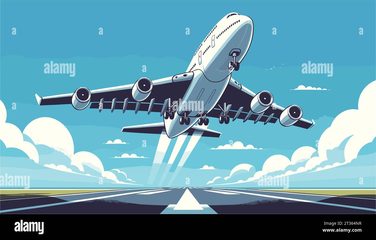 Jumbo jet décolle de la piste Illustration de Vecteur