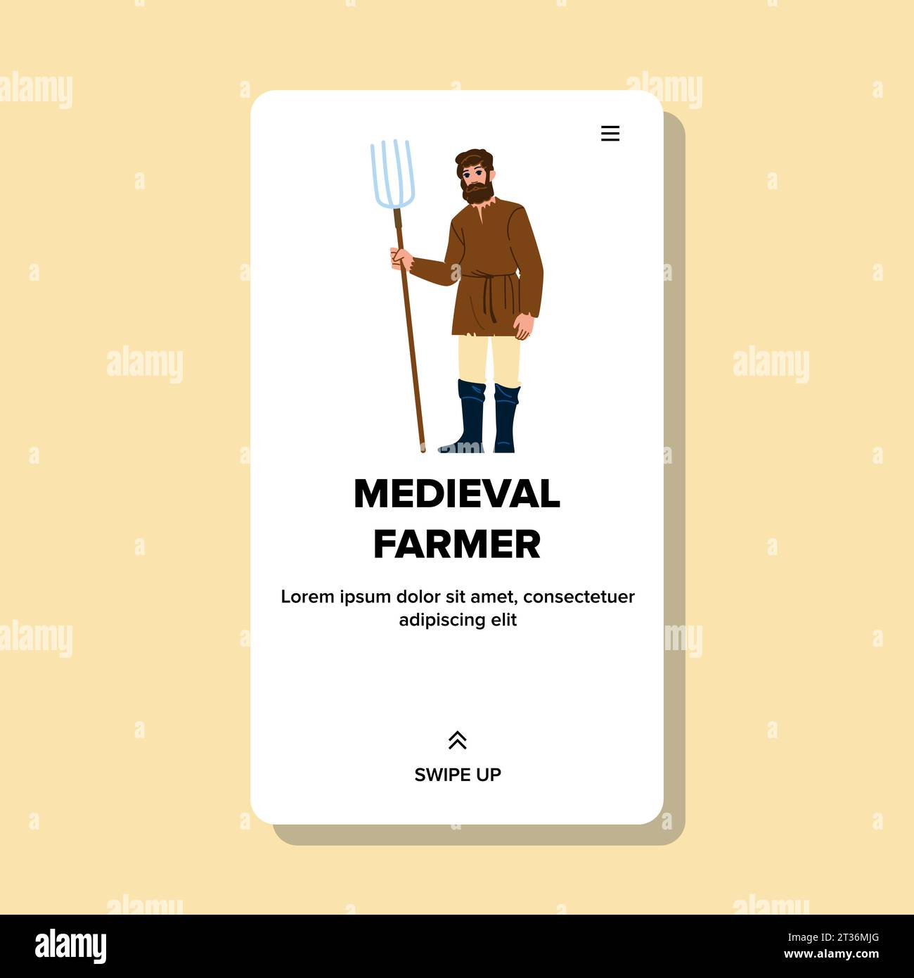 vecteur fermier médiéval paysan Illustration de Vecteur