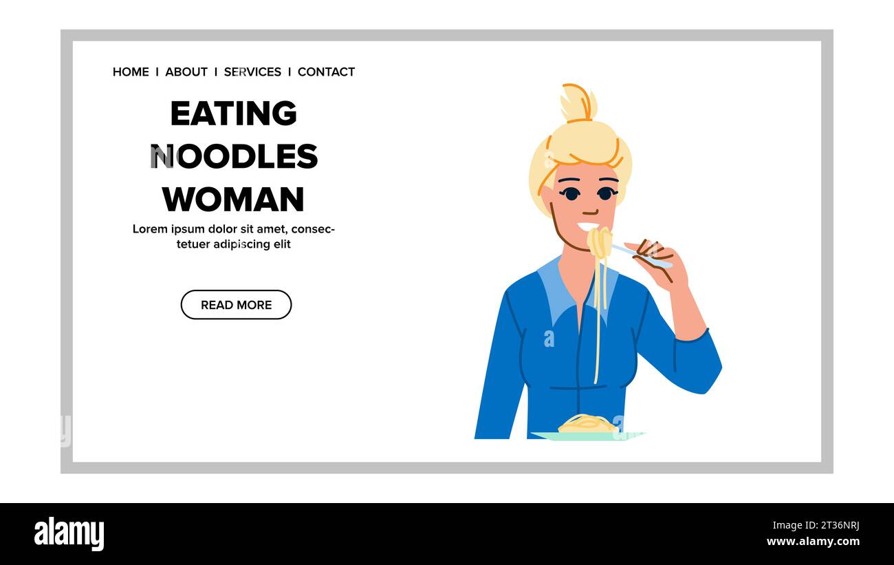vecteur de femme mangeant des nouilles japonaises Illustration de Vecteur