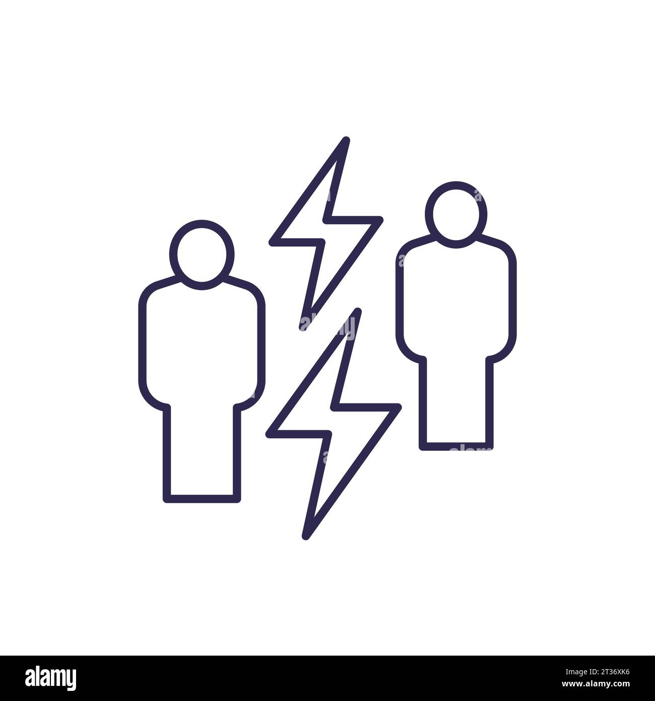 icône de ligne de conflit avec deux personnes Illustration de Vecteur