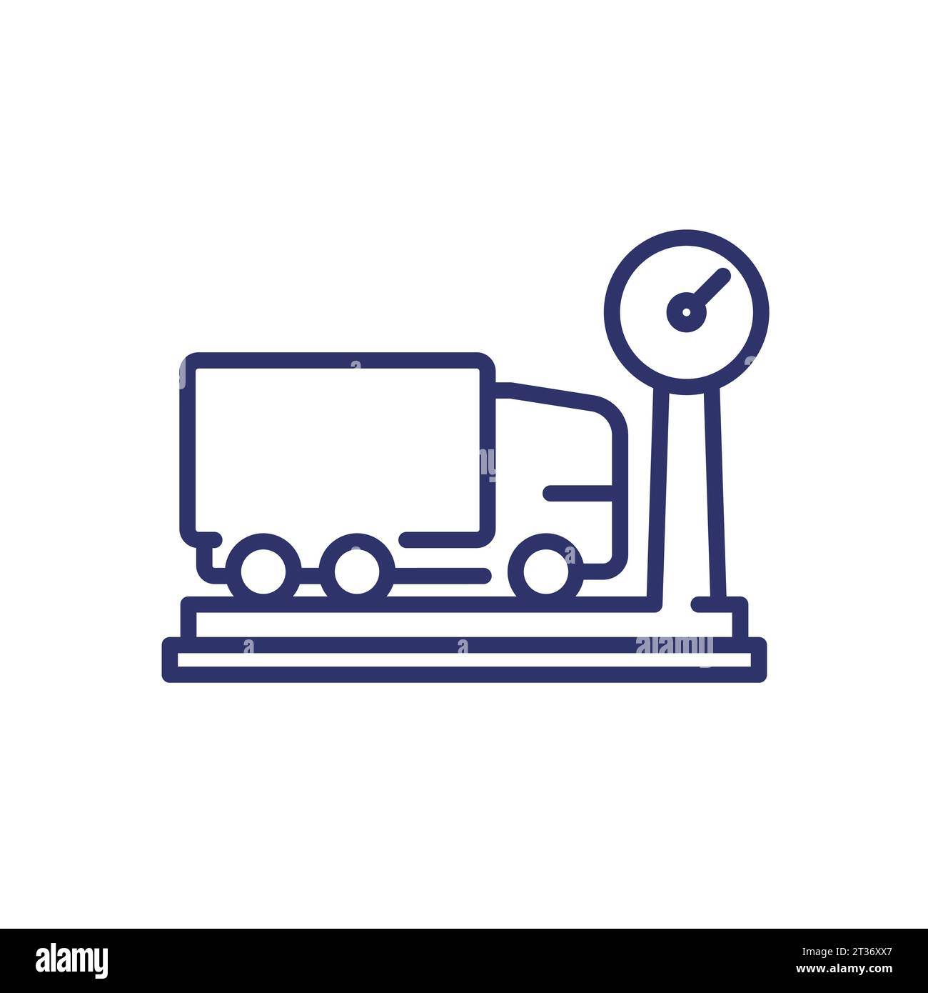 icône de ligne de poids de camion avec une grande balance Illustration de Vecteur