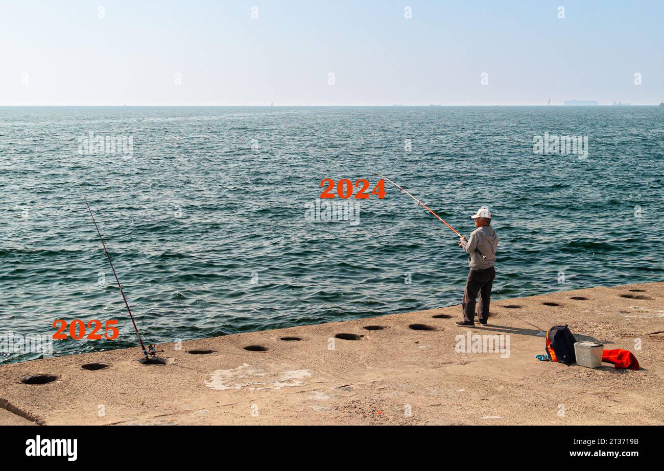 Bonne année 2024 anniversaire. Transition de 2023 à une nouvelle année