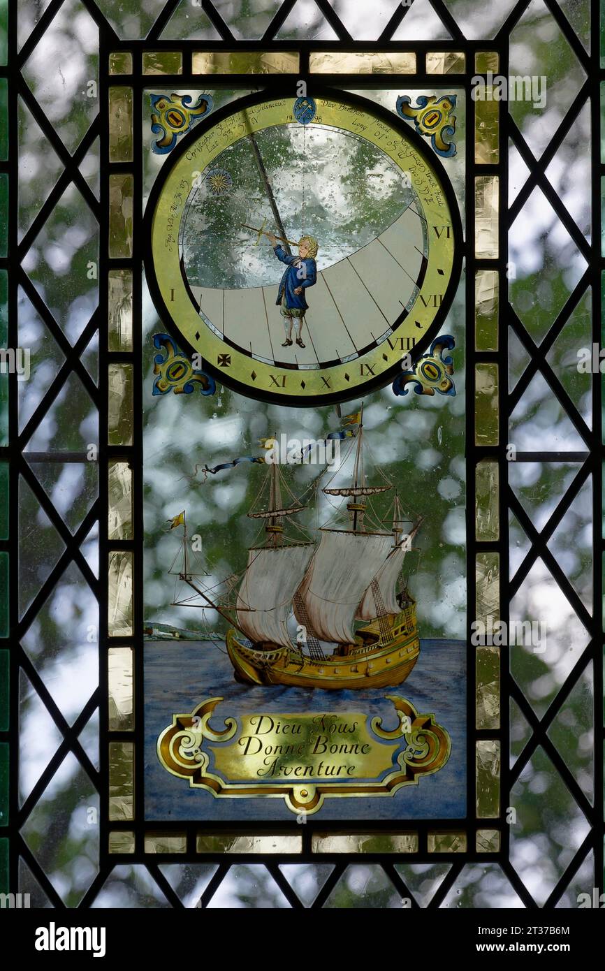 Vue intérieure, fenêtre, Merchant Adventurers Hall, York, Angleterre, grande-Bretagne Banque D'Images