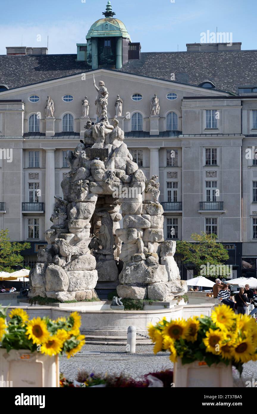 Fontaine de Parnas, Kohlmarkt (Zelny trh), Brno, Jihomoravsky kraj, République tchèque Banque D'Images