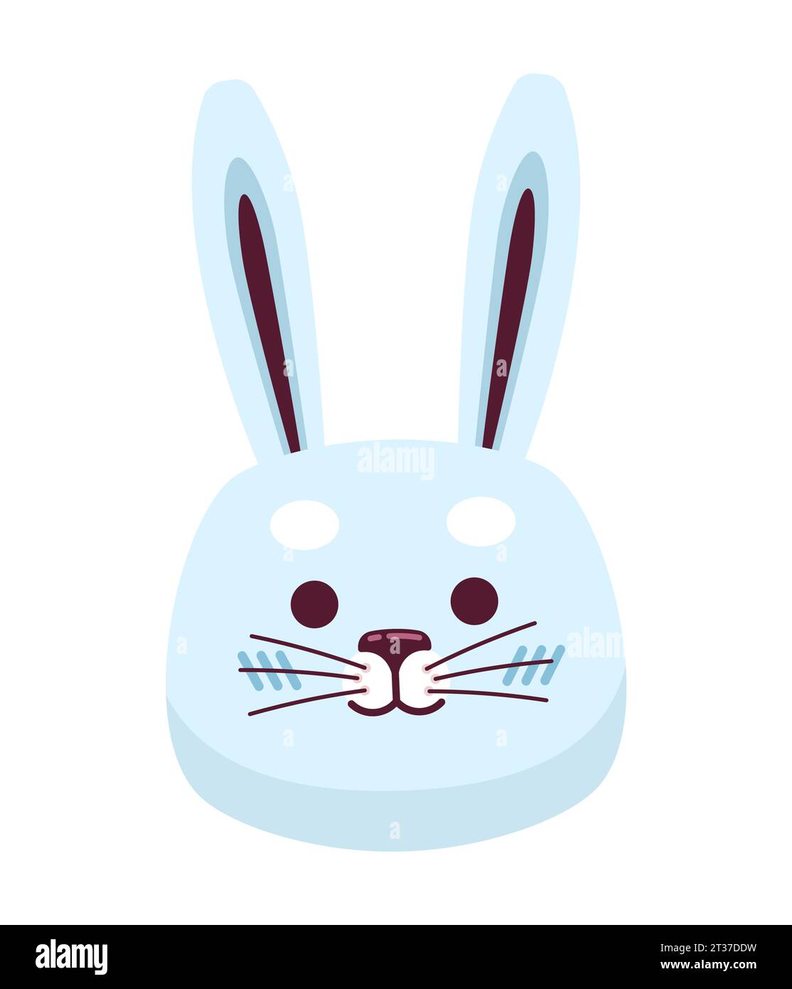 Mignon personnage de dessin animé bleu lapin 2D. Illustration de Vecteur