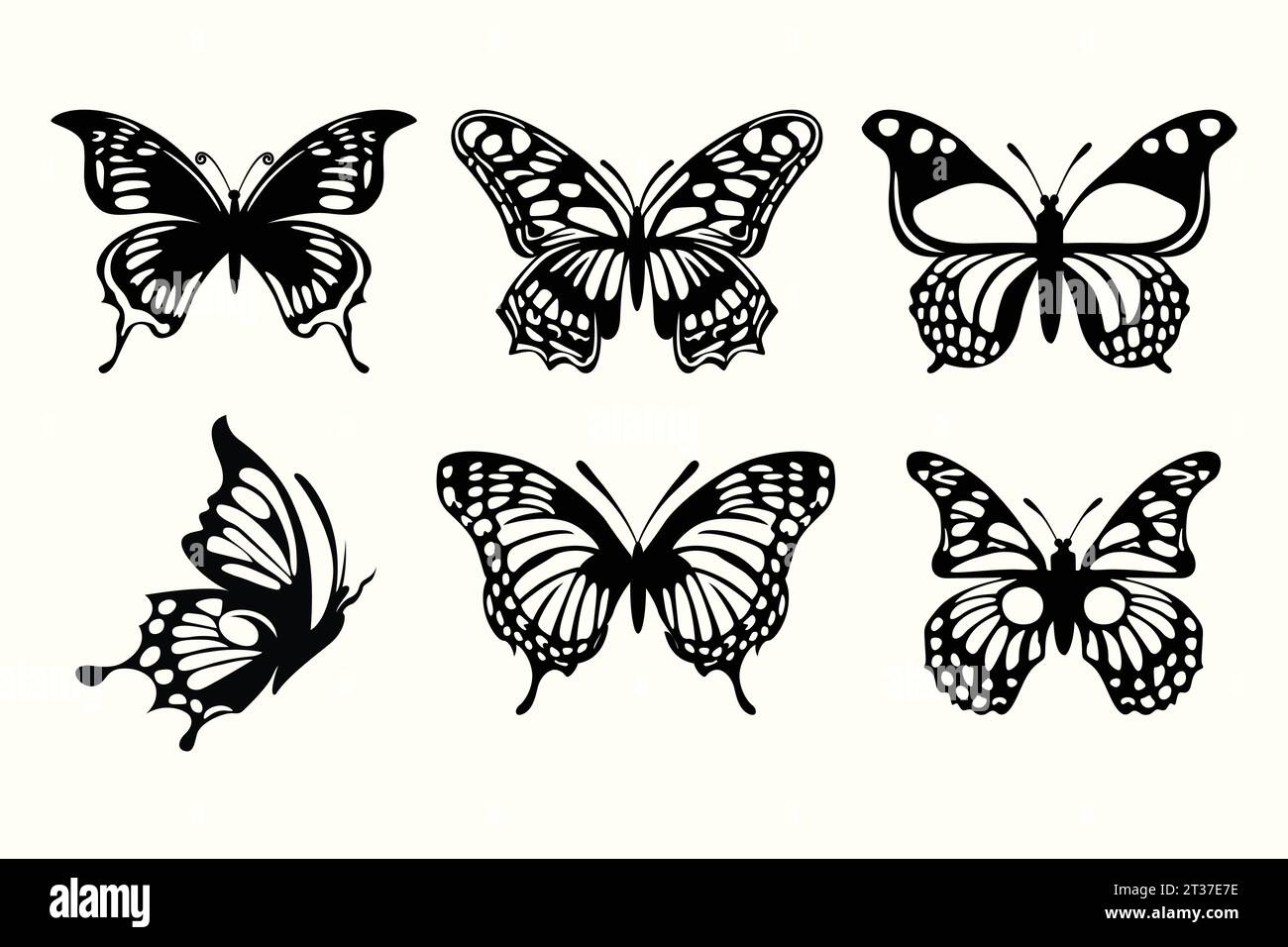 Icône et emblème d'un papillon sous forme vectorielle et vecteur sillhouette Illustration de Vecteur