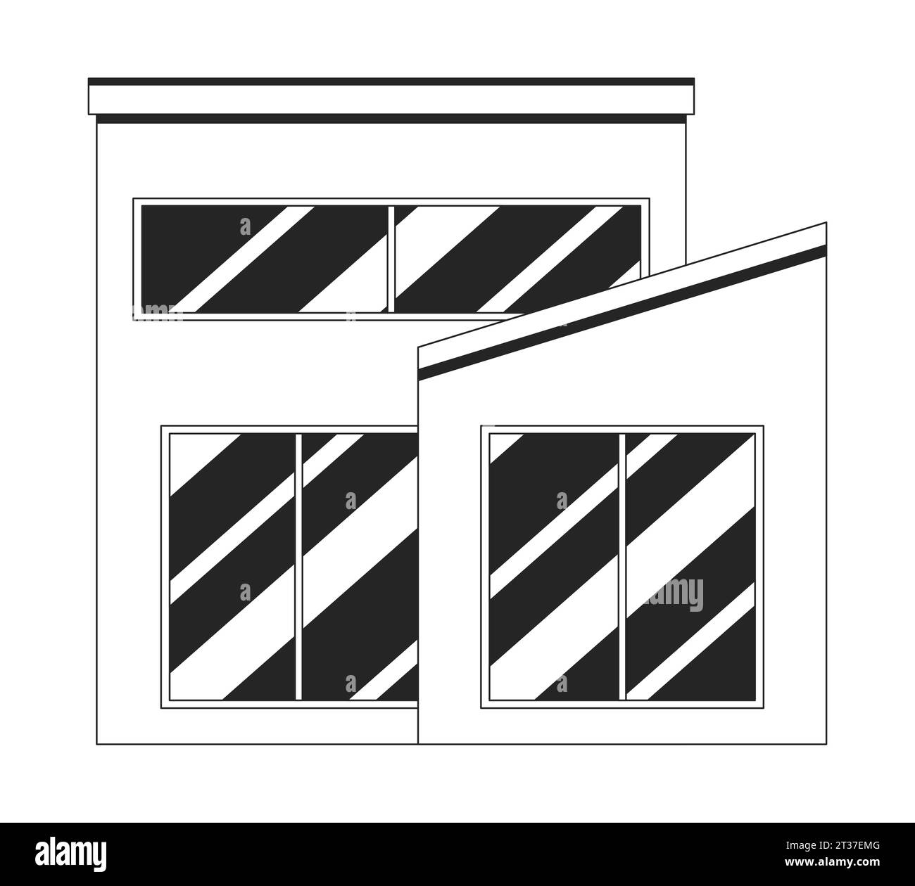 Stand-alone stocke l'objet de dessin animé de ligne 2D noir et blanc extérieur Illustration de Vecteur