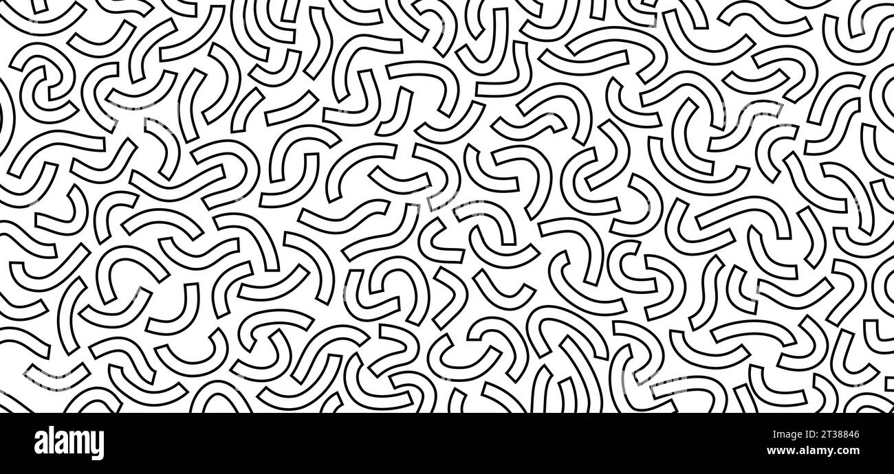 Motif de doodle monochrome. Motif monochrome drôle. Lignes courbes sur fond blanc. Illustration de Vecteur