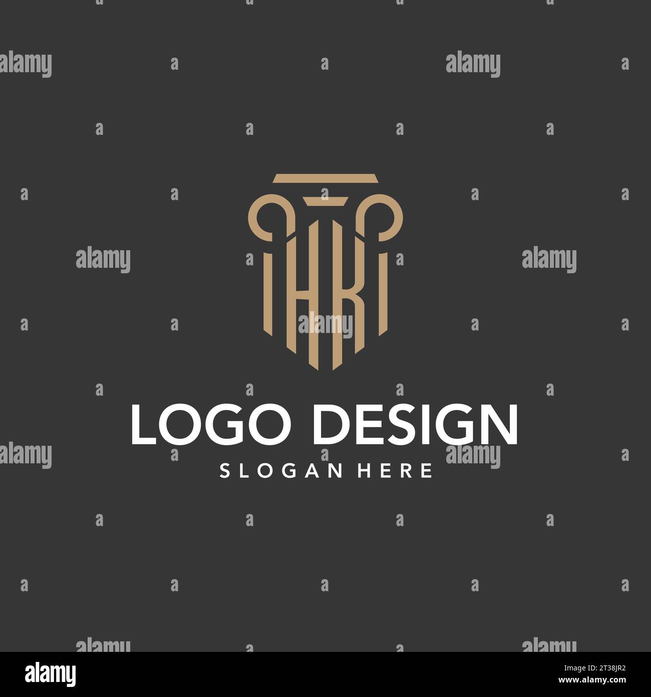 Monogramme de logo HK avec vecteur de conception de style pilier Illustration de Vecteur