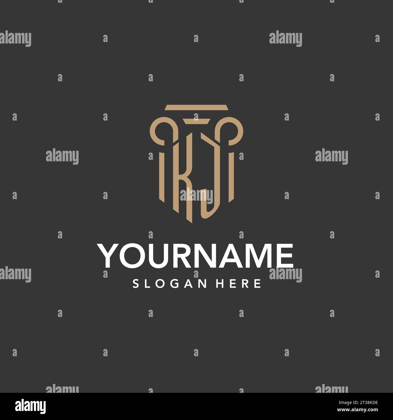Monogramme de logo KJ avec vecteur de conception de style pilier Illustration de Vecteur