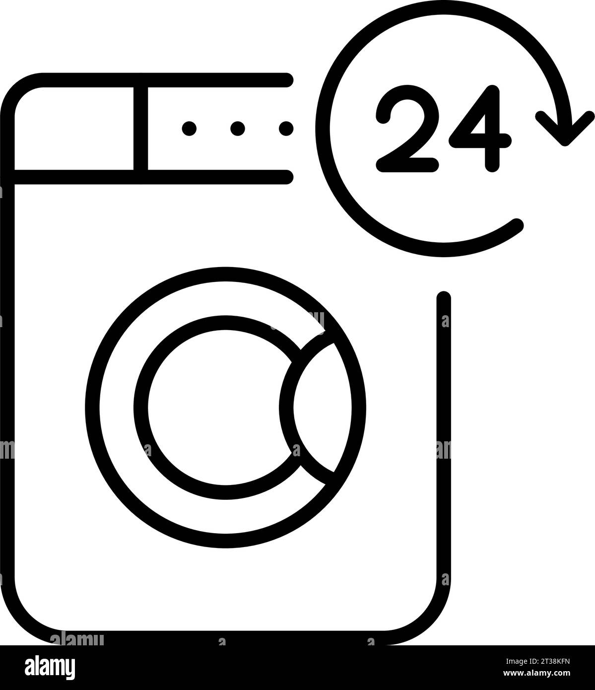 service de blanchisserie 24 heures sur 24. Machine à laver. Les tâches quotidiennes. Contour modifiable et parfait au pixel près Illustration de Vecteur