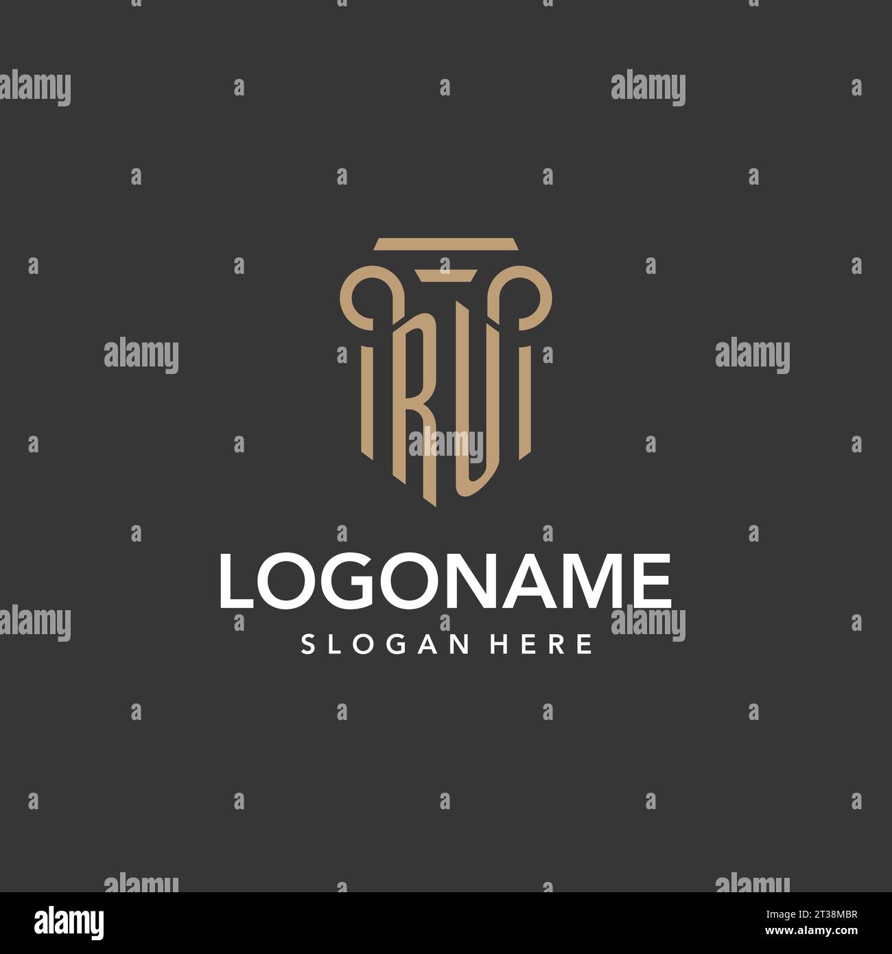 Monogramme de logo RU avec vecteur de conception de style pilier Illustration de Vecteur