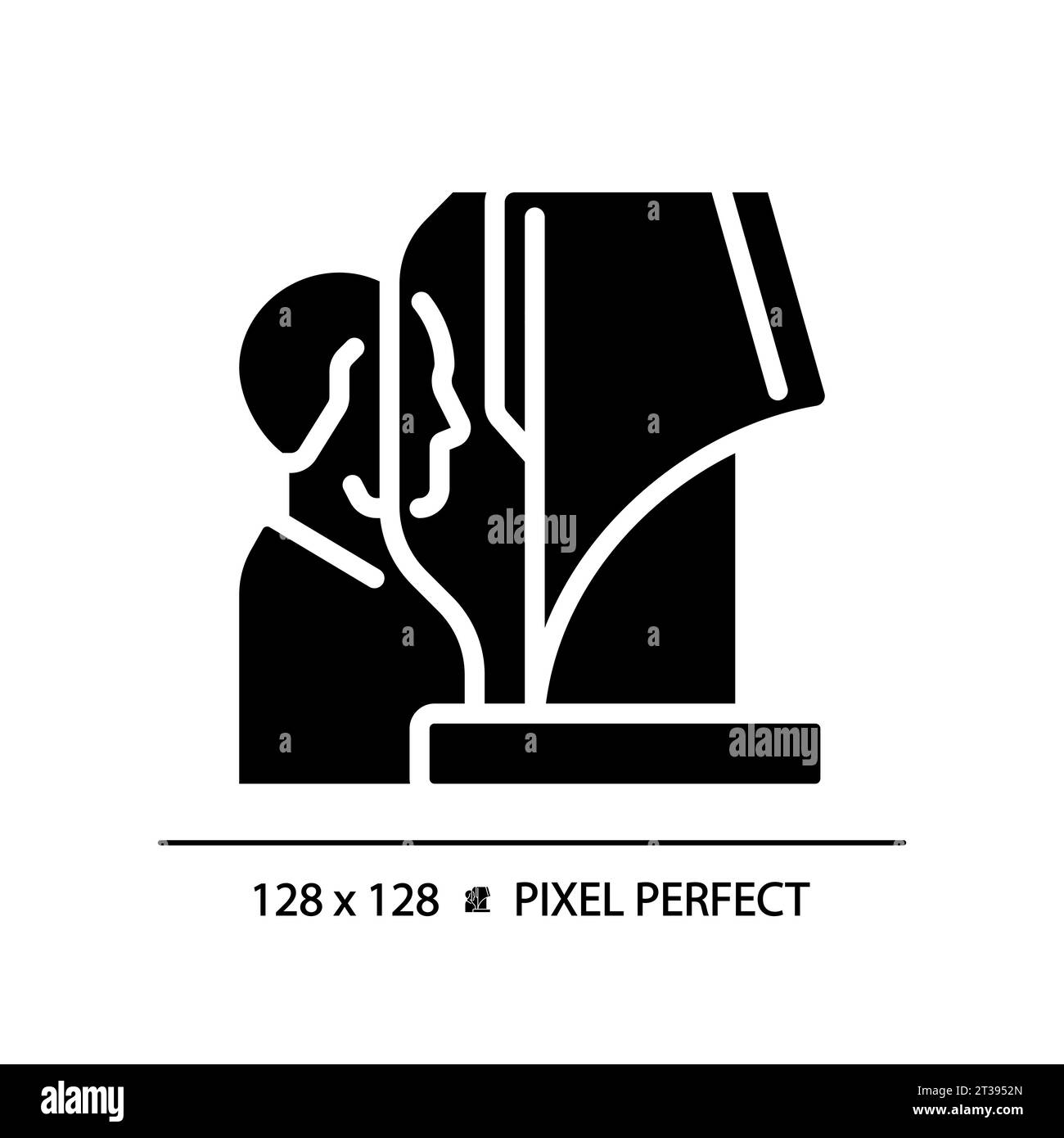 Icône de test oculaire informatisé de style glyphe noir 2D. Illustration de Vecteur