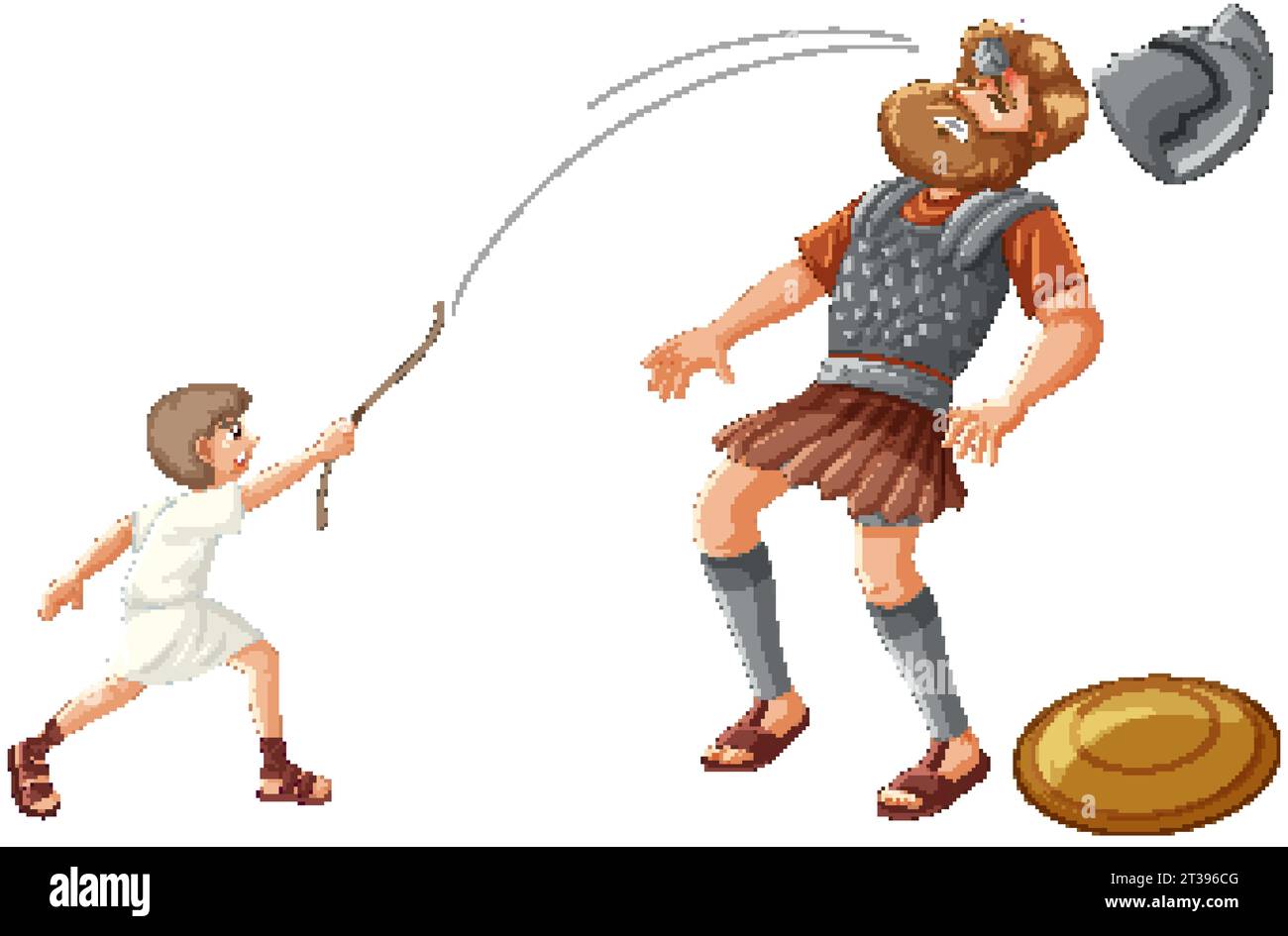 La victoire de David sur Goliath dans un affrontement biblique Illustration de Vecteur