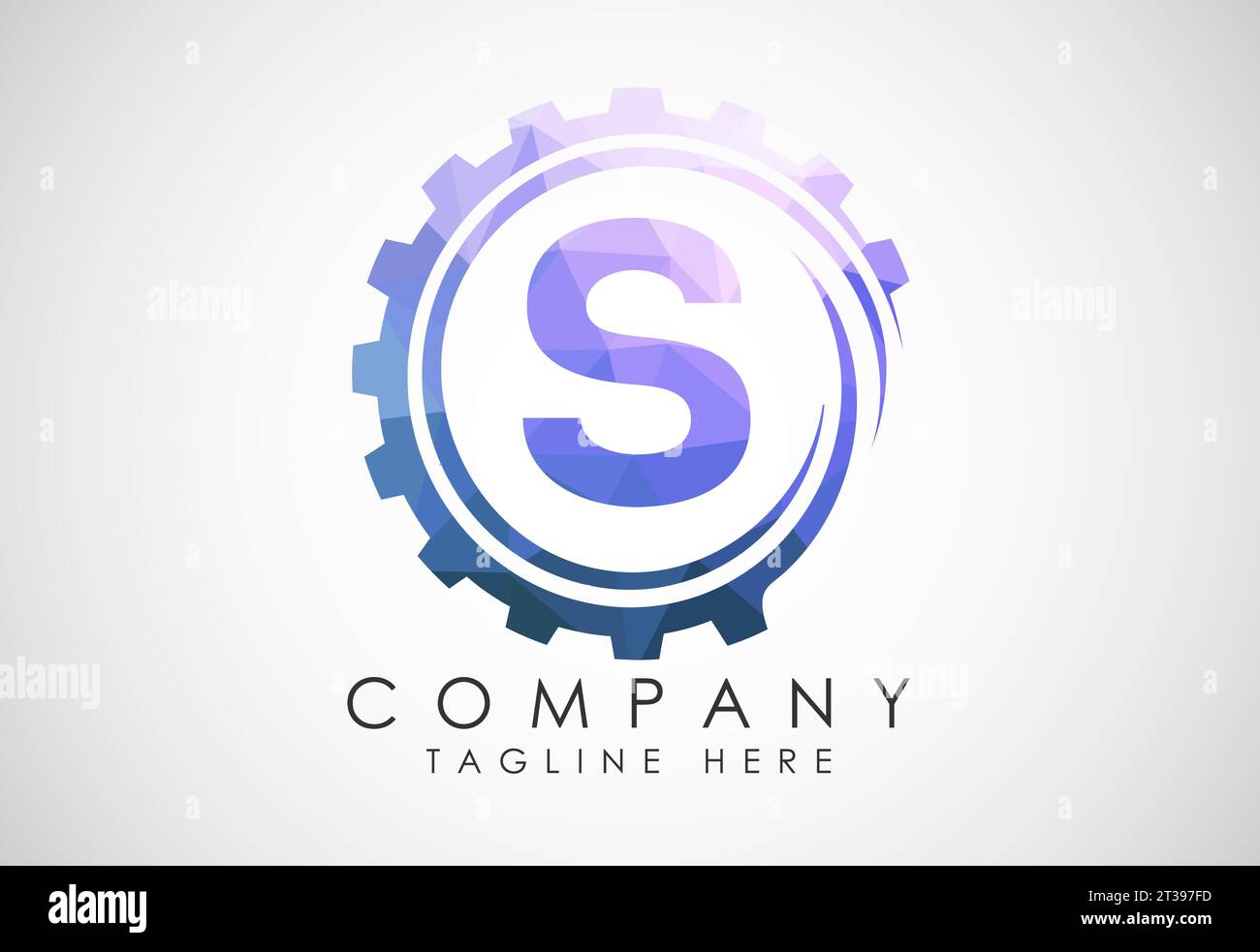 Alphabet poly bas dans une spirale d'engrenage. Conception du logo Gear Engineer. Logo polygonal pour l'automobile Illustration de Vecteur