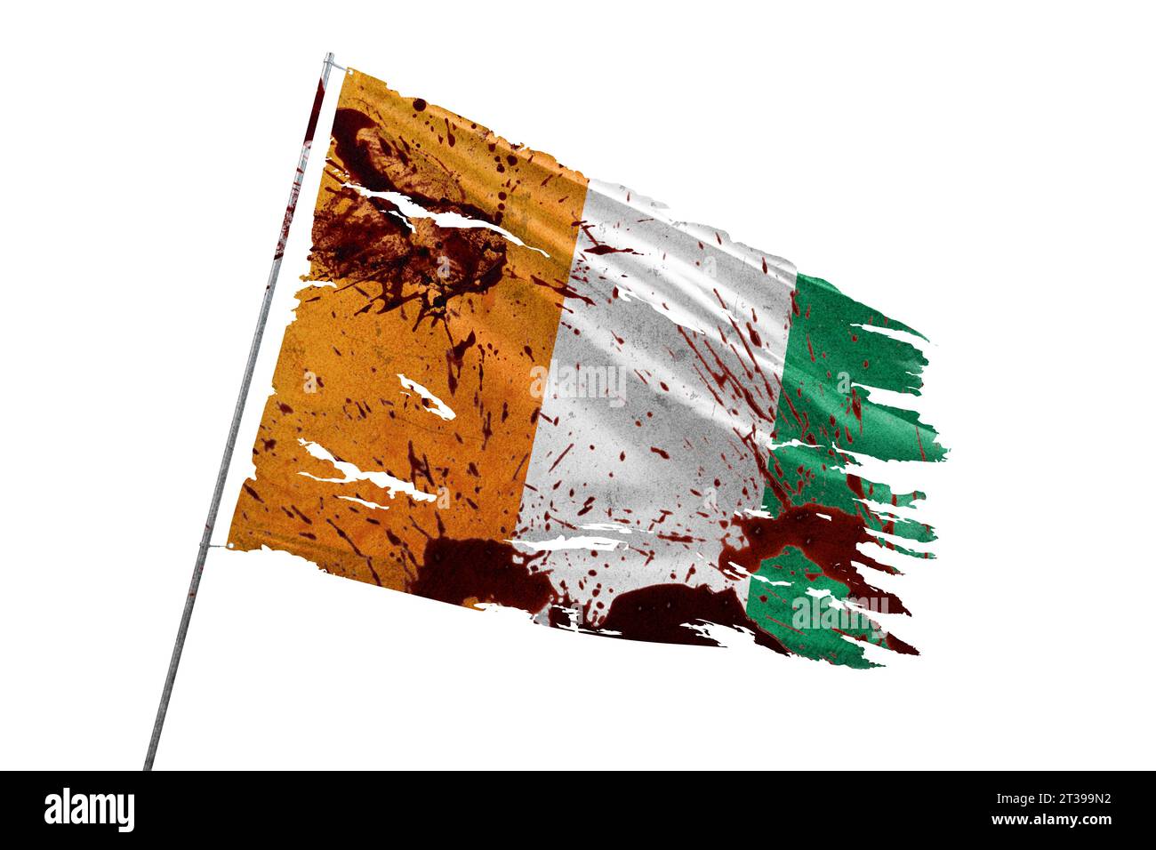 côte d'ivoire agitant le drapeau fond transparent réaliste