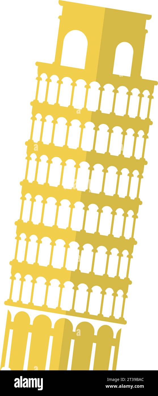 Dessin plat jaune simple de la TOUR PENCHÉE DE PISA, PISA Illustration de Vecteur