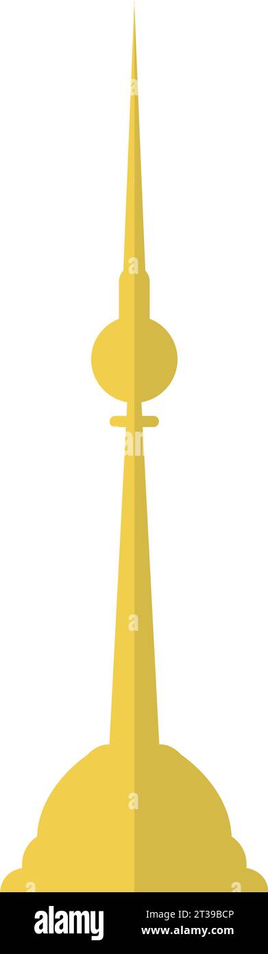 Dessin plat jaune simple du BERLINER FERNSEHTURM, BERLIN Illustration de Vecteur