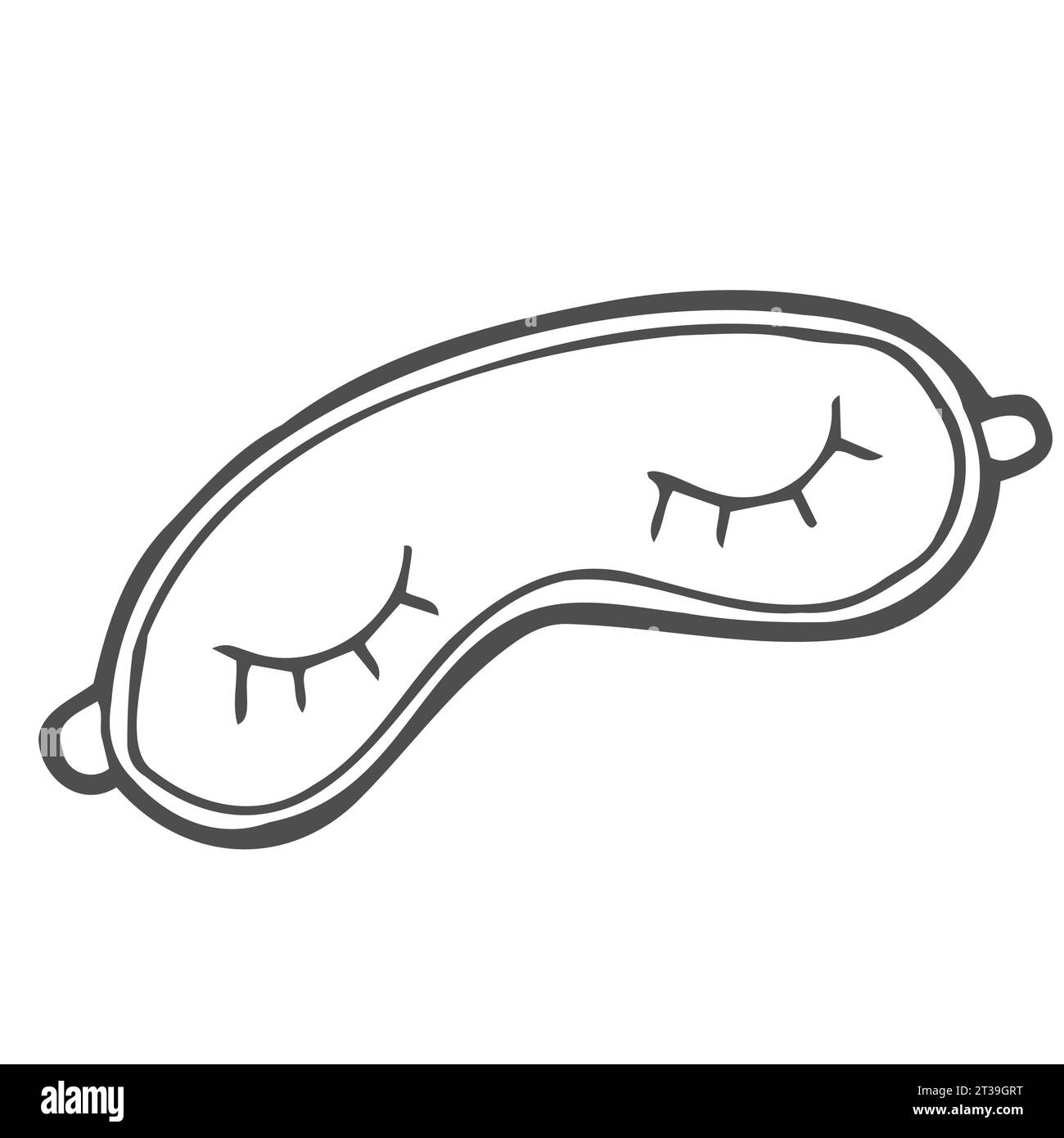 Masque de sommeil d'illustration de mode dessiné à la main avec les yeux fermés. Travaux artistiques créatifs à l'encre. Véritable cosy Illustration de Vecteur