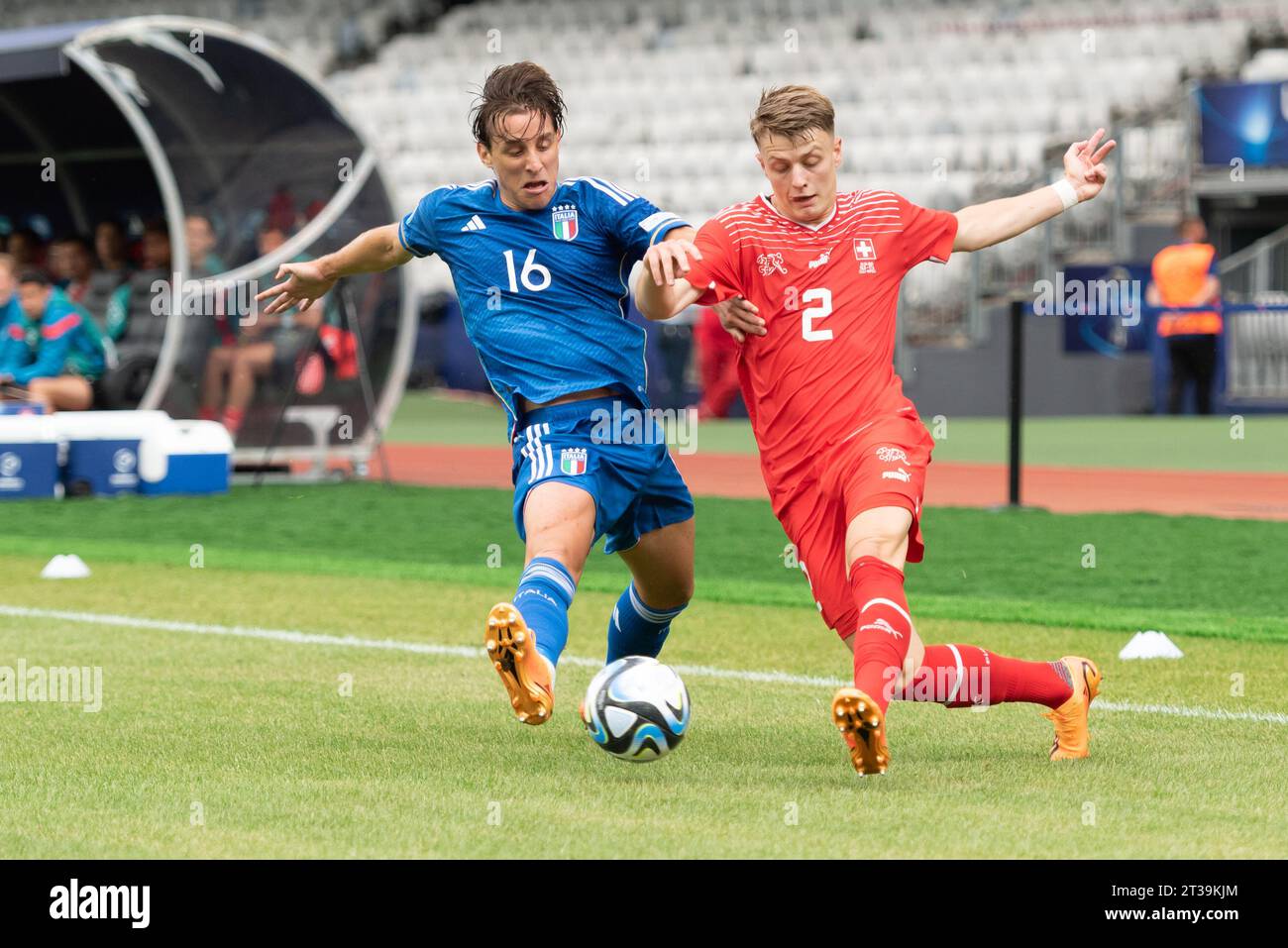 Le match de football entre la Suisse U21 et l'Italie U21 dans le Championnat d'Europe de football 2023 Under 21, le 25 juin 2023, à Cluj Arena à Cluj Banque D'Images