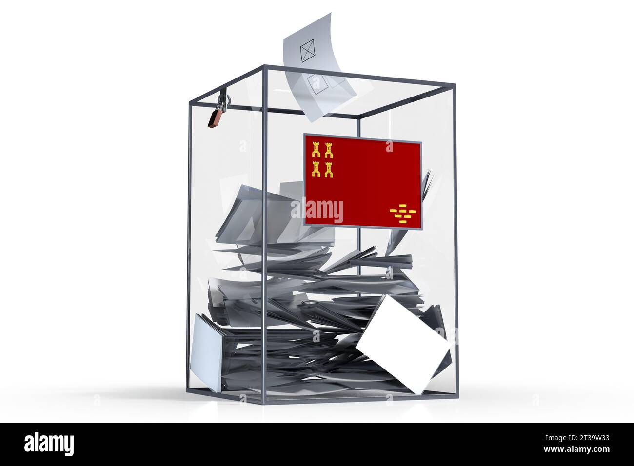Région de Murcie - drapeau sur les urnes et les voix - concept d'élection Banque D'Images