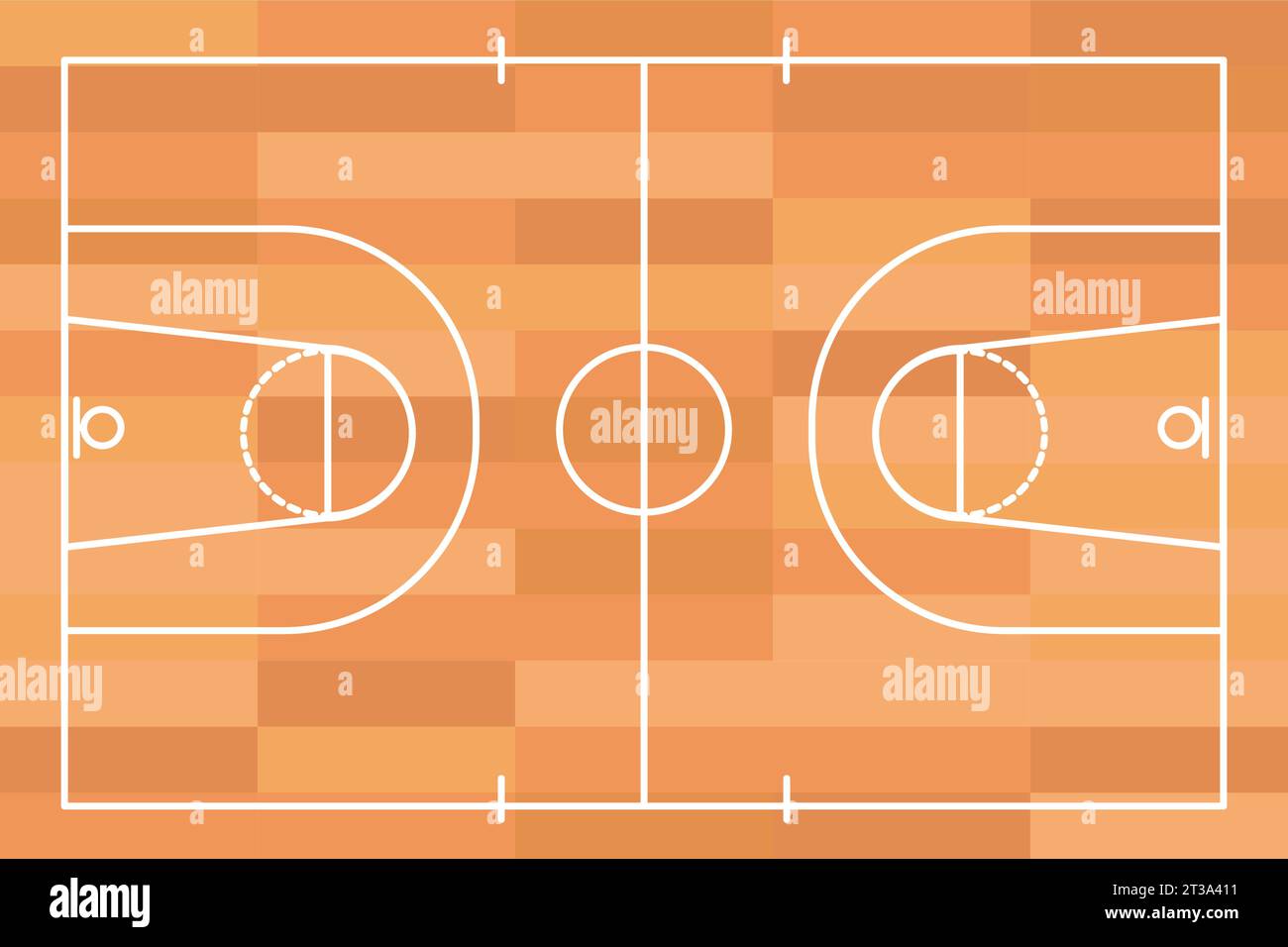 Plancher de terrain de basket-ball en bois avec lignes vue de dessus, salle de gym parquet, terrain de basket-ball. Illustration vectorielle Illustration de Vecteur