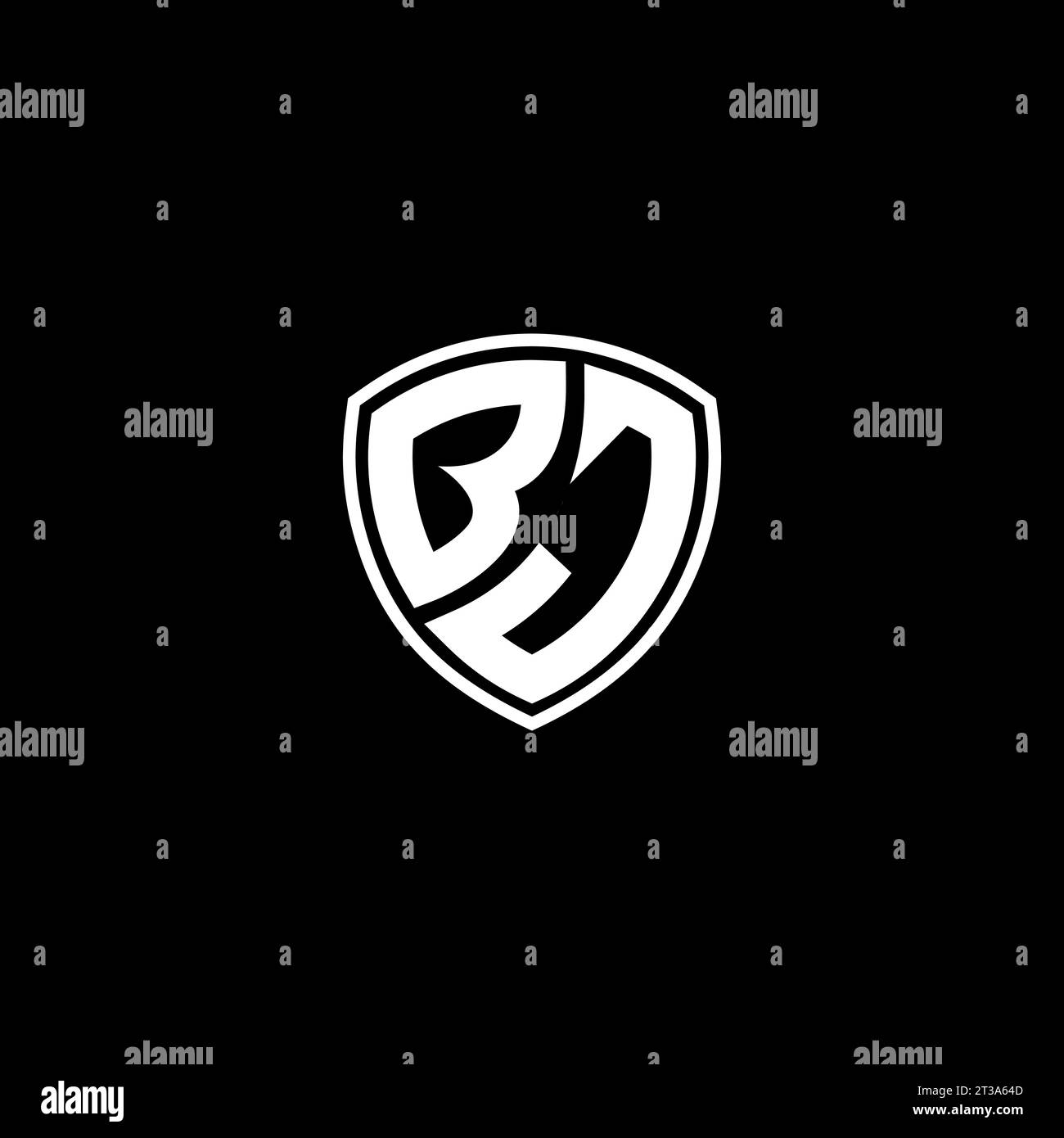 Style d'emblème de monogramme de logo BJ avec des idées de modèle de conception de forme de bouclier Illustration de Vecteur