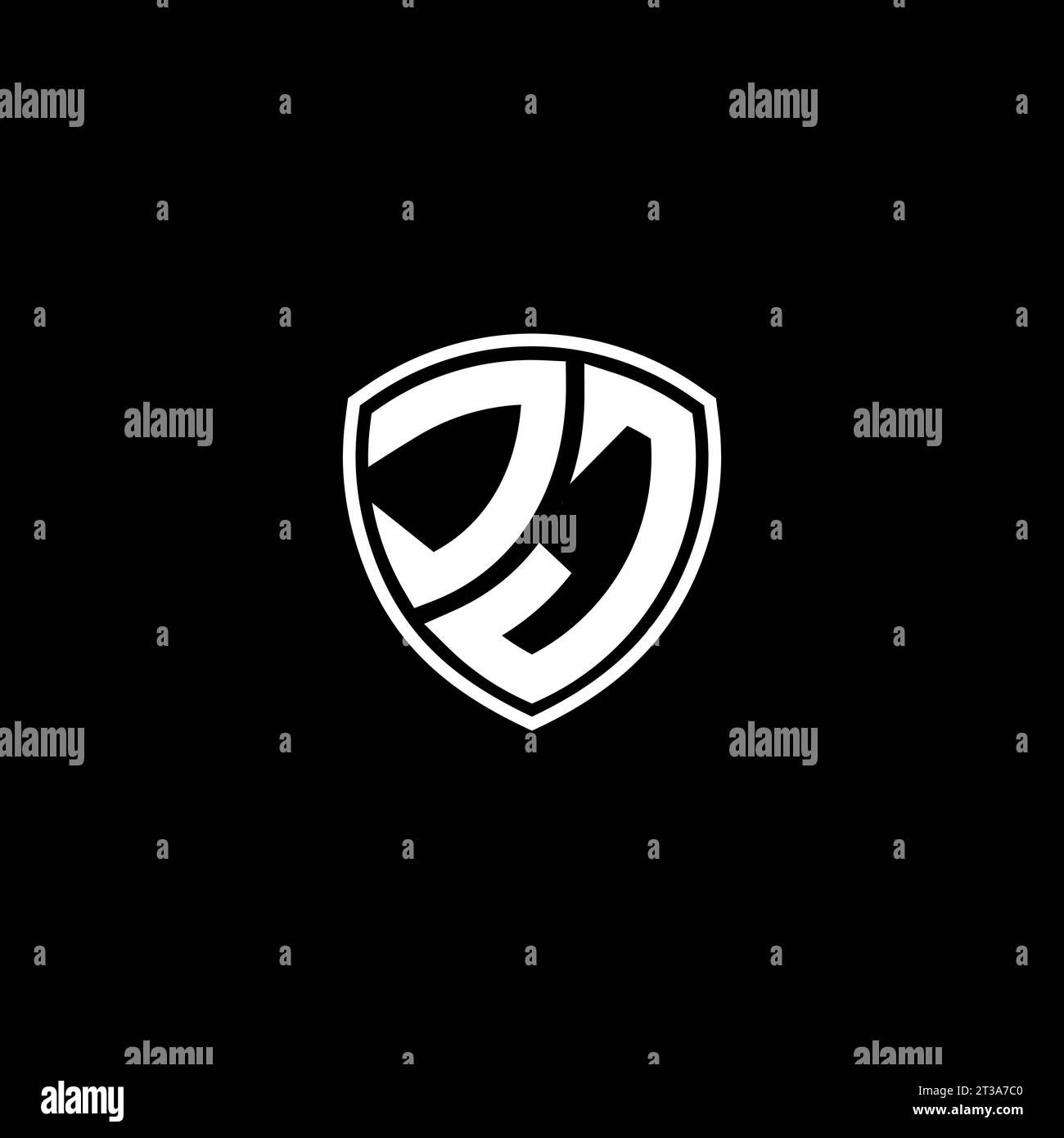 Style d'emblème de monogramme de logo JJ avec des idées de modèle de conception de forme de bouclier Illustration de Vecteur