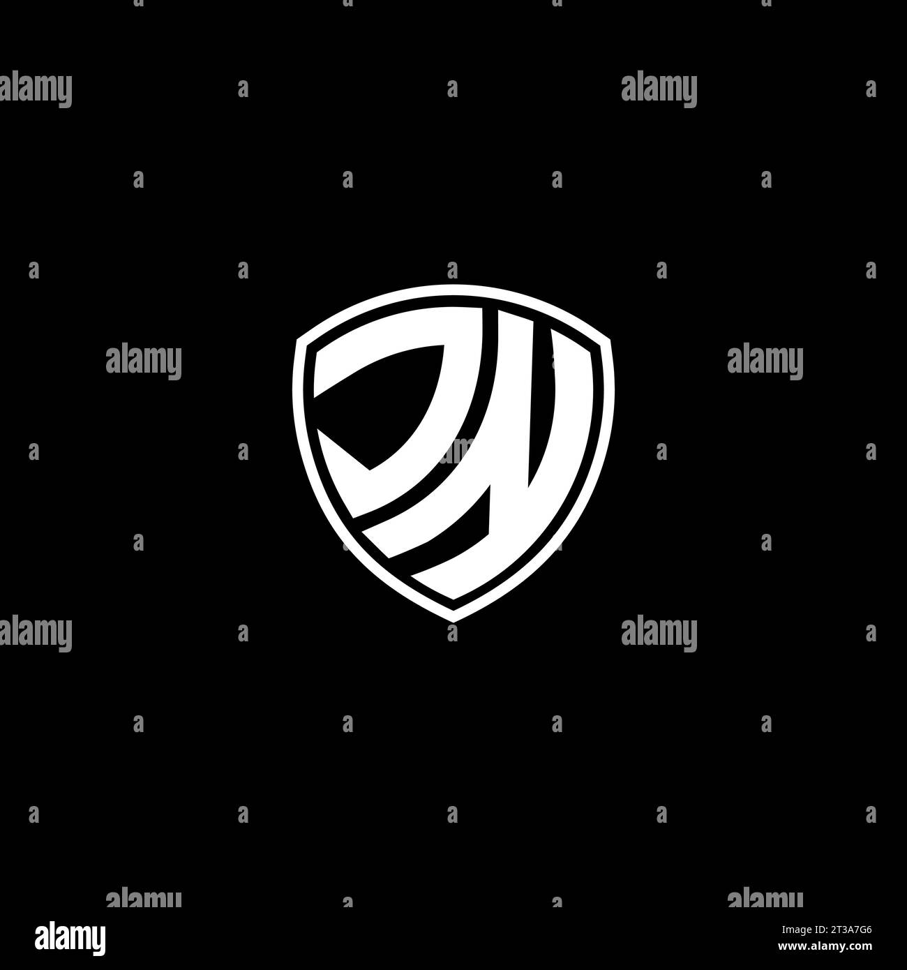 Style d'emblème de monogramme de logo JN avec des idées de modèle de conception de forme de bouclier Illustration de Vecteur