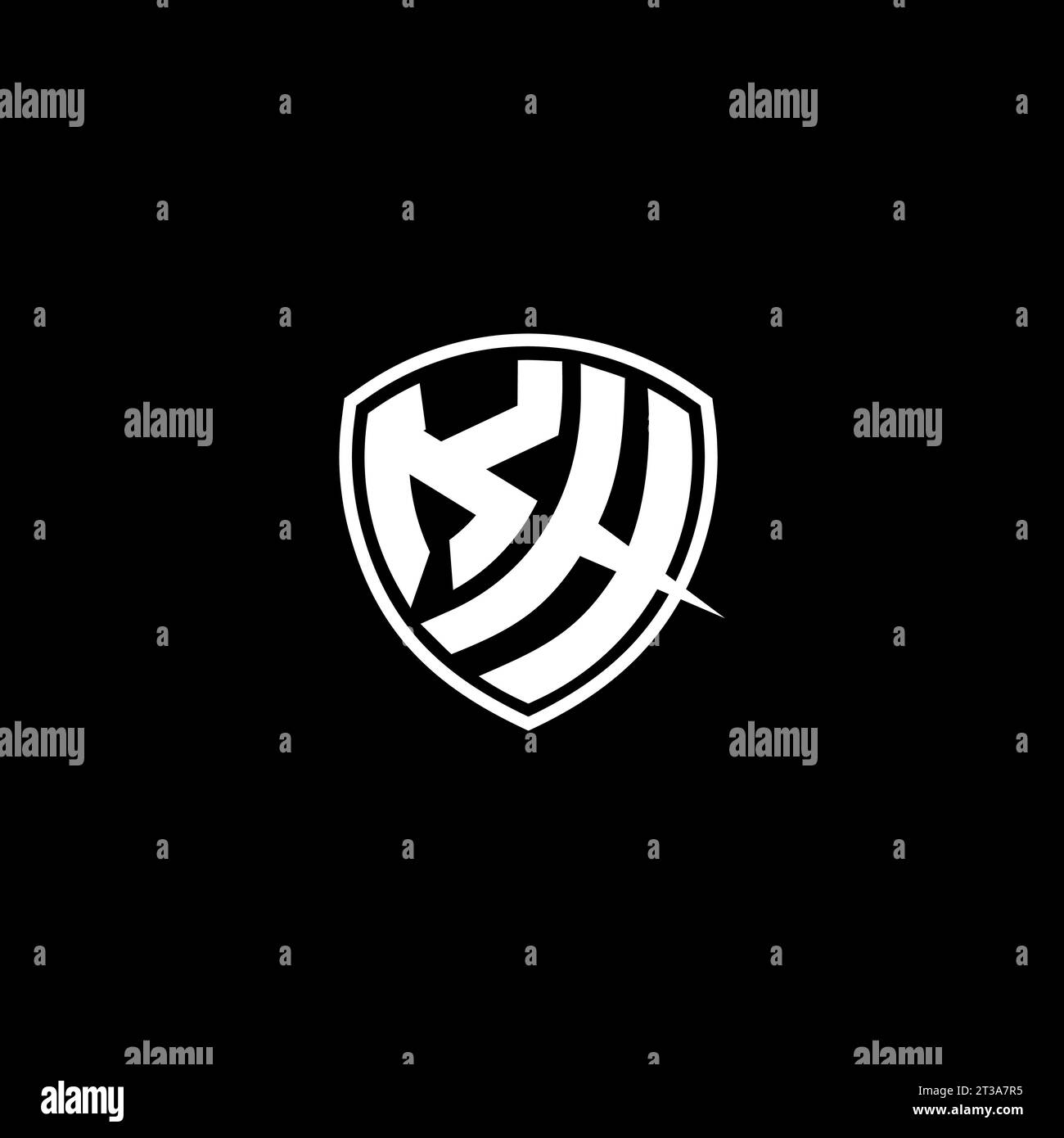 Style d'emblème de monogramme de logo de KH avec des idées de modèle de conception de forme de bouclier Illustration de Vecteur