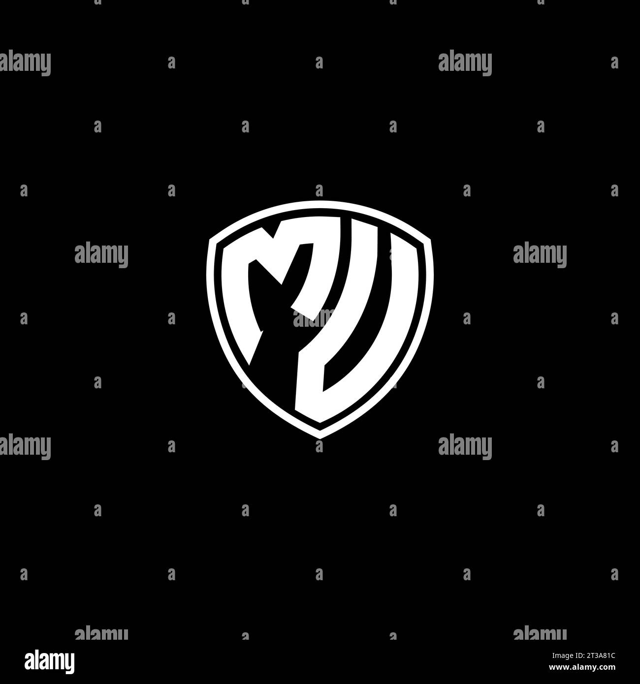 Logo MV style emblème monogramme avec idées de modèle de conception de forme de bouclier Illustration de Vecteur