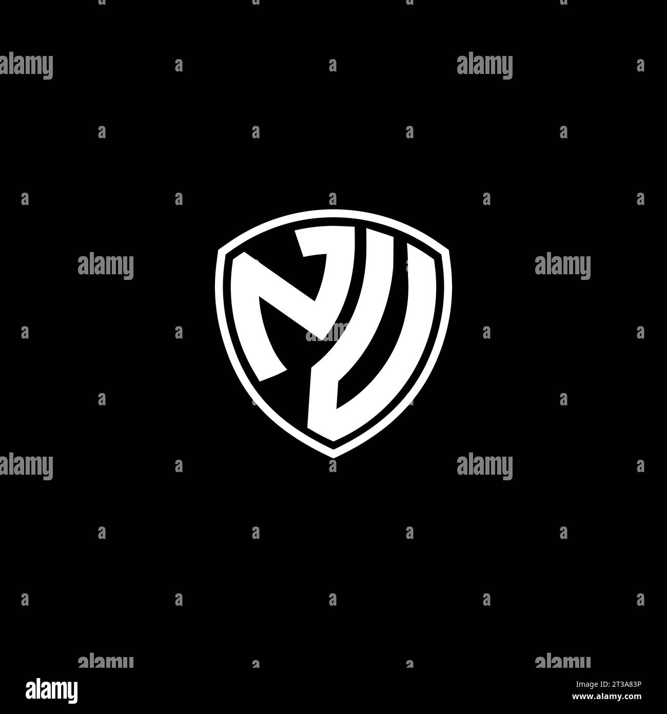 Logo NV style d'emblème monogramme avec idées de modèle de conception de forme de bouclier Illustration de Vecteur