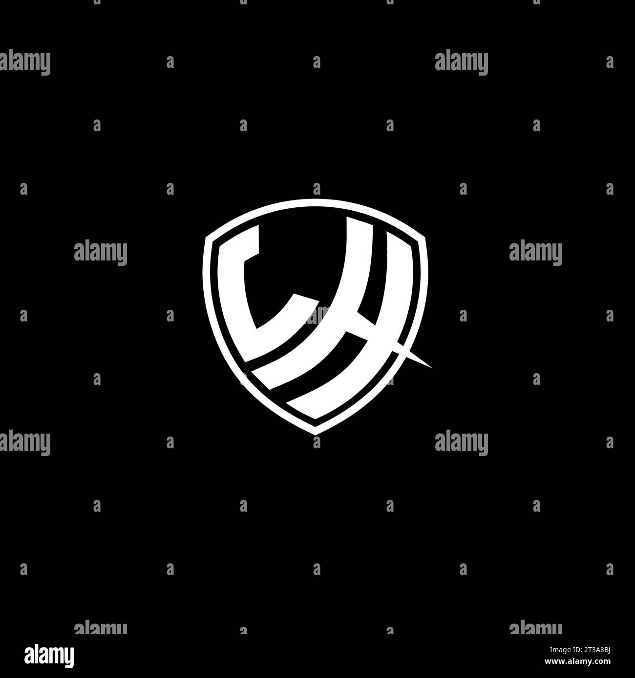 Logo gauche style emblème monogramme avec idées de modèle de conception de forme de bouclier Illustration de Vecteur