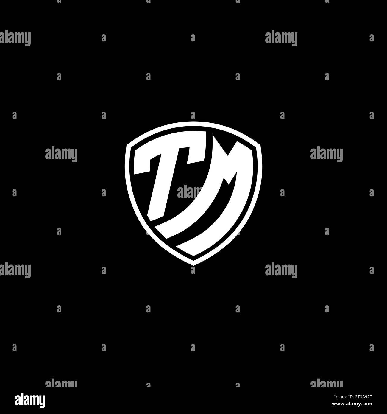 Logo TM style emblème monogramme avec idées de modèle de conception en forme de bouclier Illustration de Vecteur