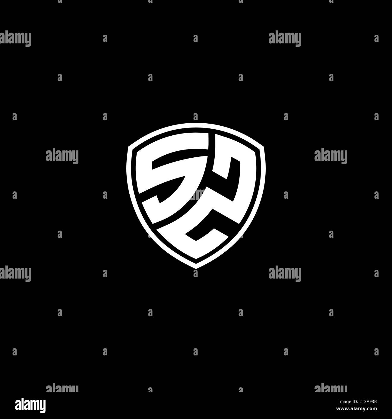 Style d'emblème de monogramme de logo SZ avec des idées de modèle de conception de forme de bouclier Illustration de Vecteur