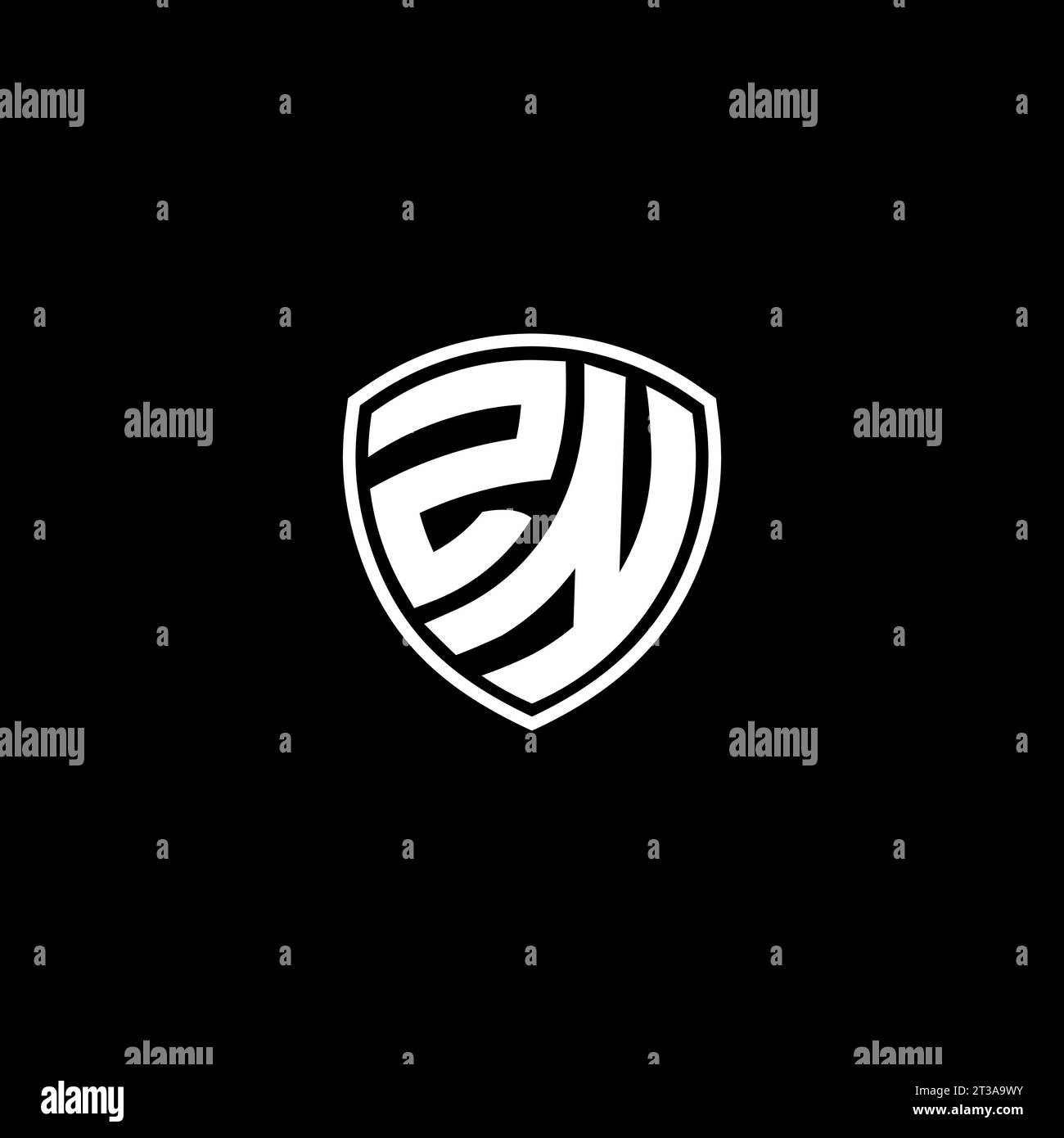 Style d'emblème de monogramme de logo de ZN avec des idées de modèle de conception de forme de bouclier Illustration de Vecteur