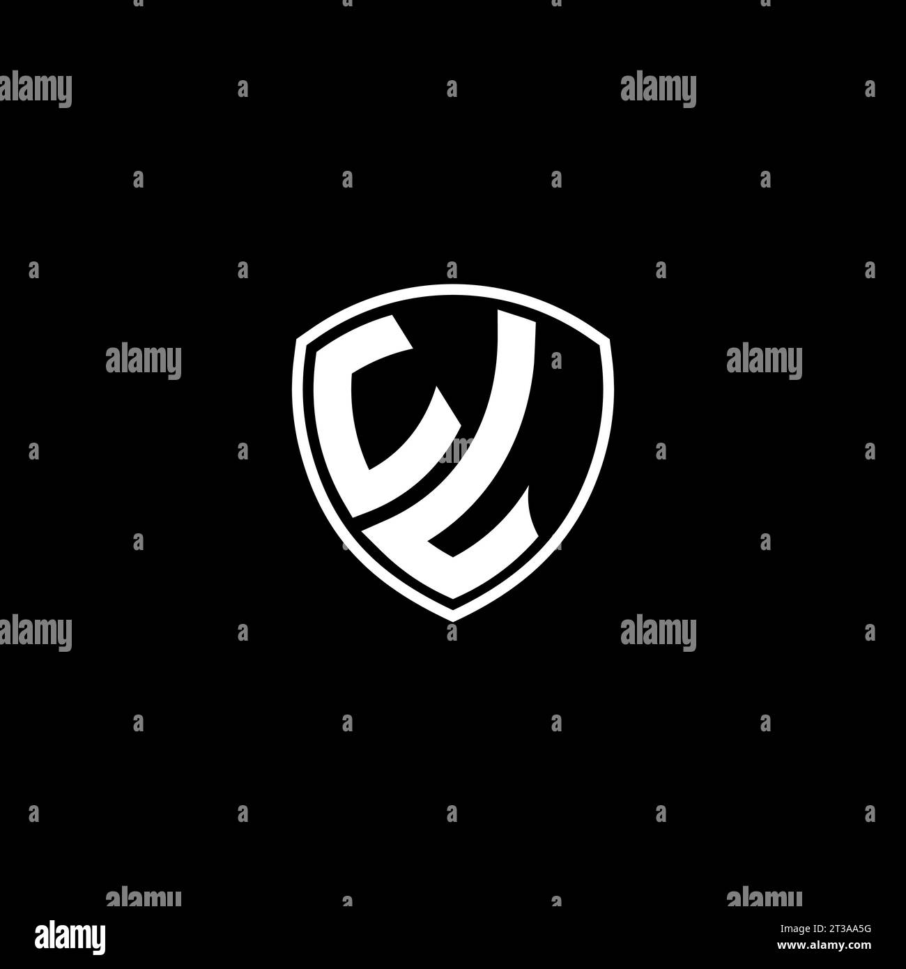 Style d'emblème de monogramme de logo UL avec des idées de modèle de conception de forme de bouclier Illustration de Vecteur