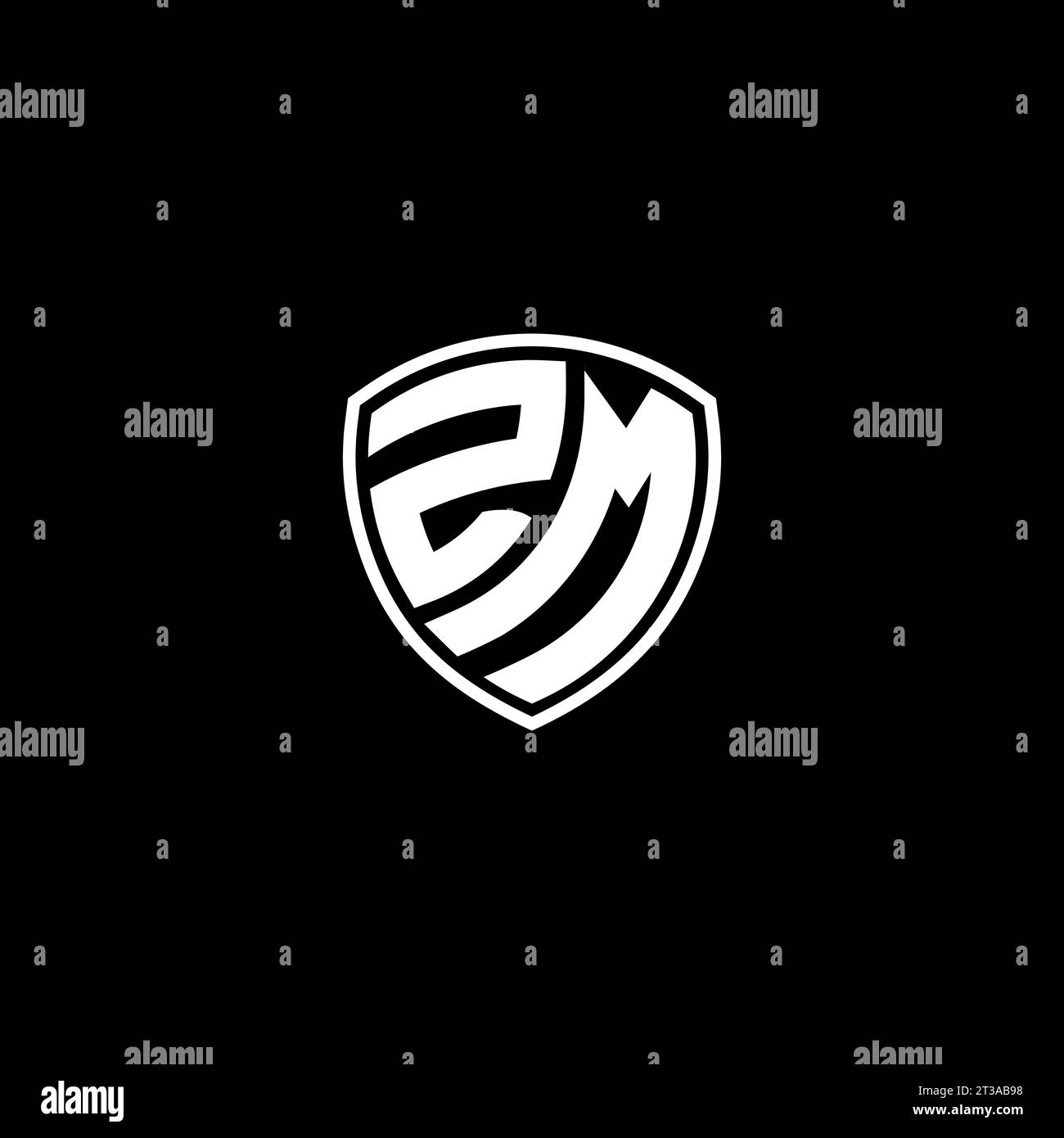 Style d'emblème de monogramme de logo ZM avec des idées de modèle de conception de forme de bouclier Illustration de Vecteur
