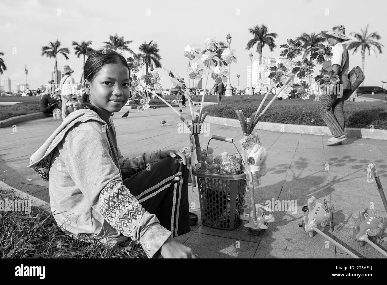 Cambodge, Phnom Penh, jeune colporteur Banque D'Images