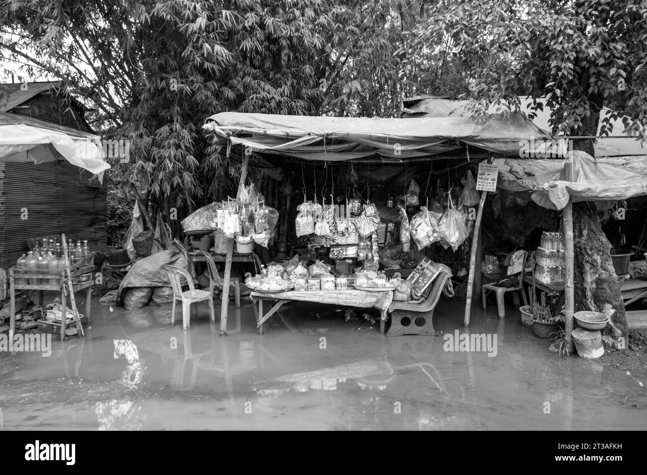 Cambodge, Kampong Phluk, inondations causées par de fortes pluies Banque D'Images