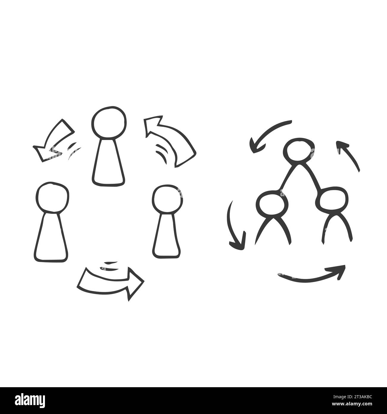 Ensemble simple dessiné à la main d'icônes de ligne vectorielle liées au travail d'équipe. Contient des icônes telles que coopération, collaboration, équipe Illustration de Vecteur
