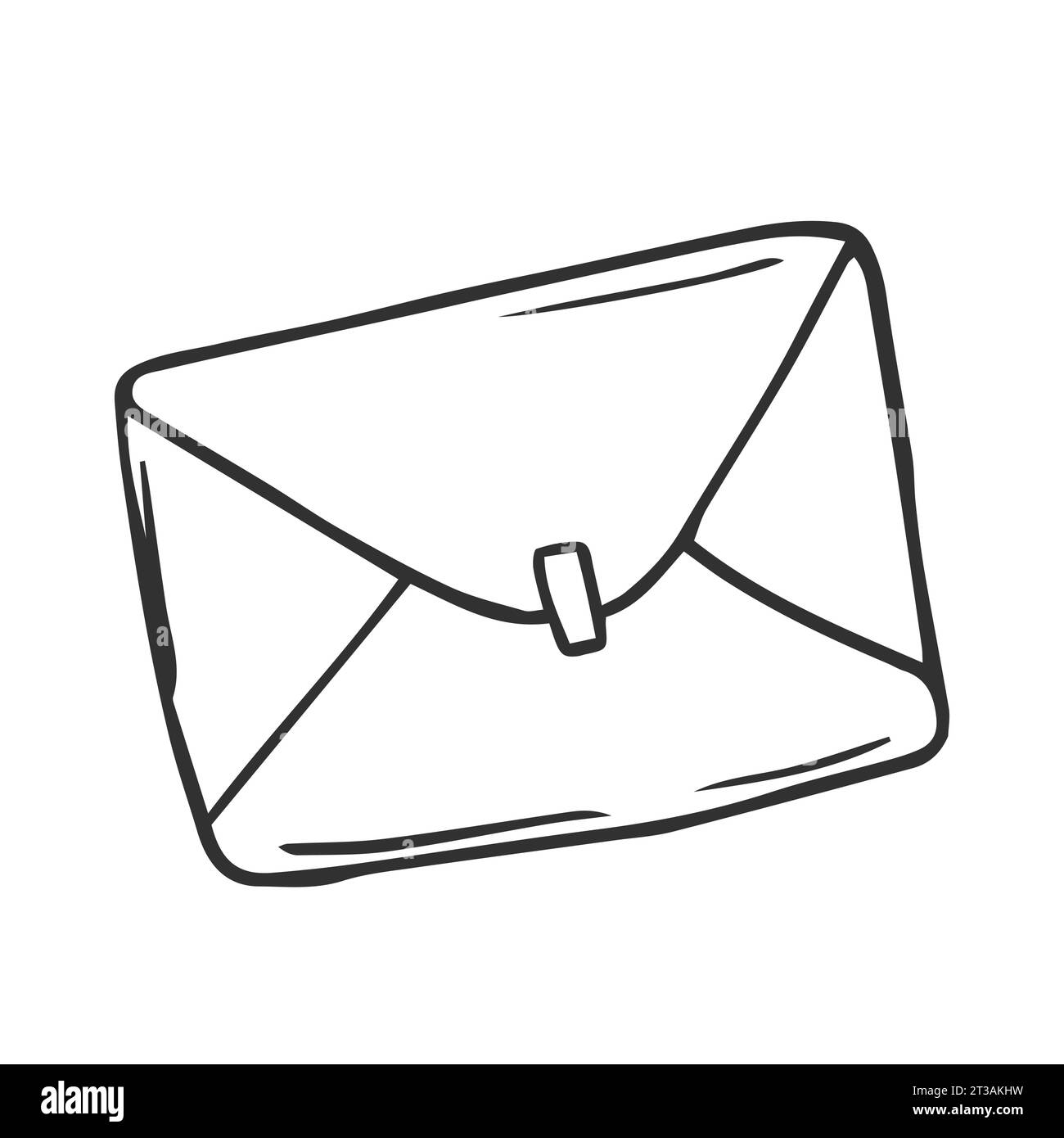 Illustration vectorielle. Un coolé d'enveloppe fermée dessiné à la main. Message entrant non lu. Esquisse de dessin animé. Décoration pour cartes de vœux, affiches, emblèmes Illustration de Vecteur