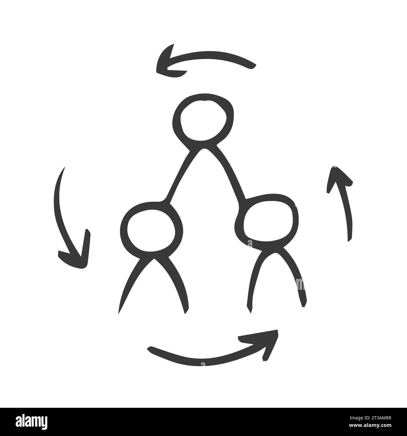Panneaux de changement de personnel dessinés à la main. Les gens dans les symboles de cycle rond. Illustrations du concept de ressources humaines. isolé Illustration de Vecteur