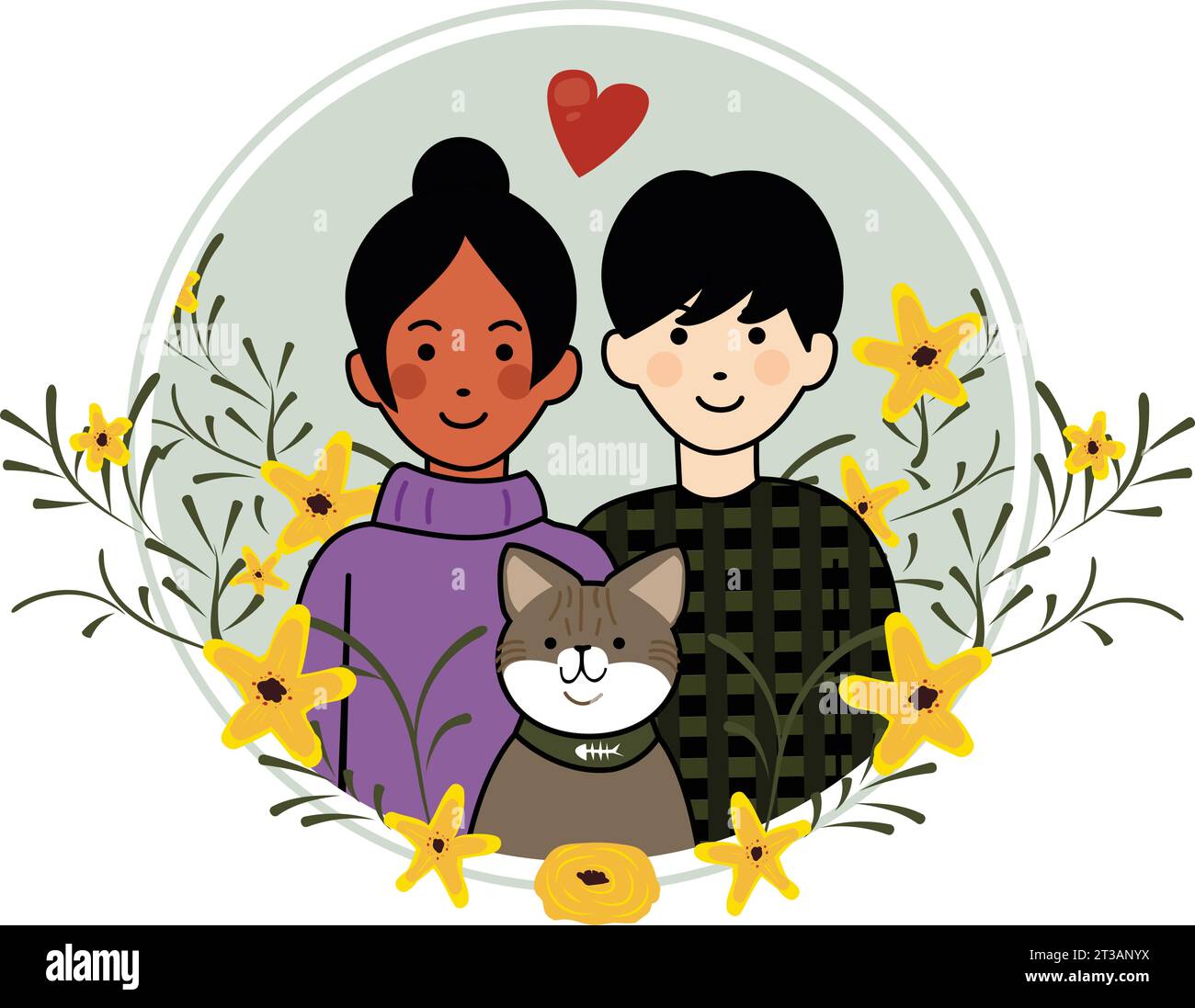 Mignon PET Cat adoption et favoriser un nouvel ajout au portrait de famille Illustration de Vecteur Mignon PET Cat adoption et favoriser un nouvel ajout au portrait de famille Illustration de Vecteur
