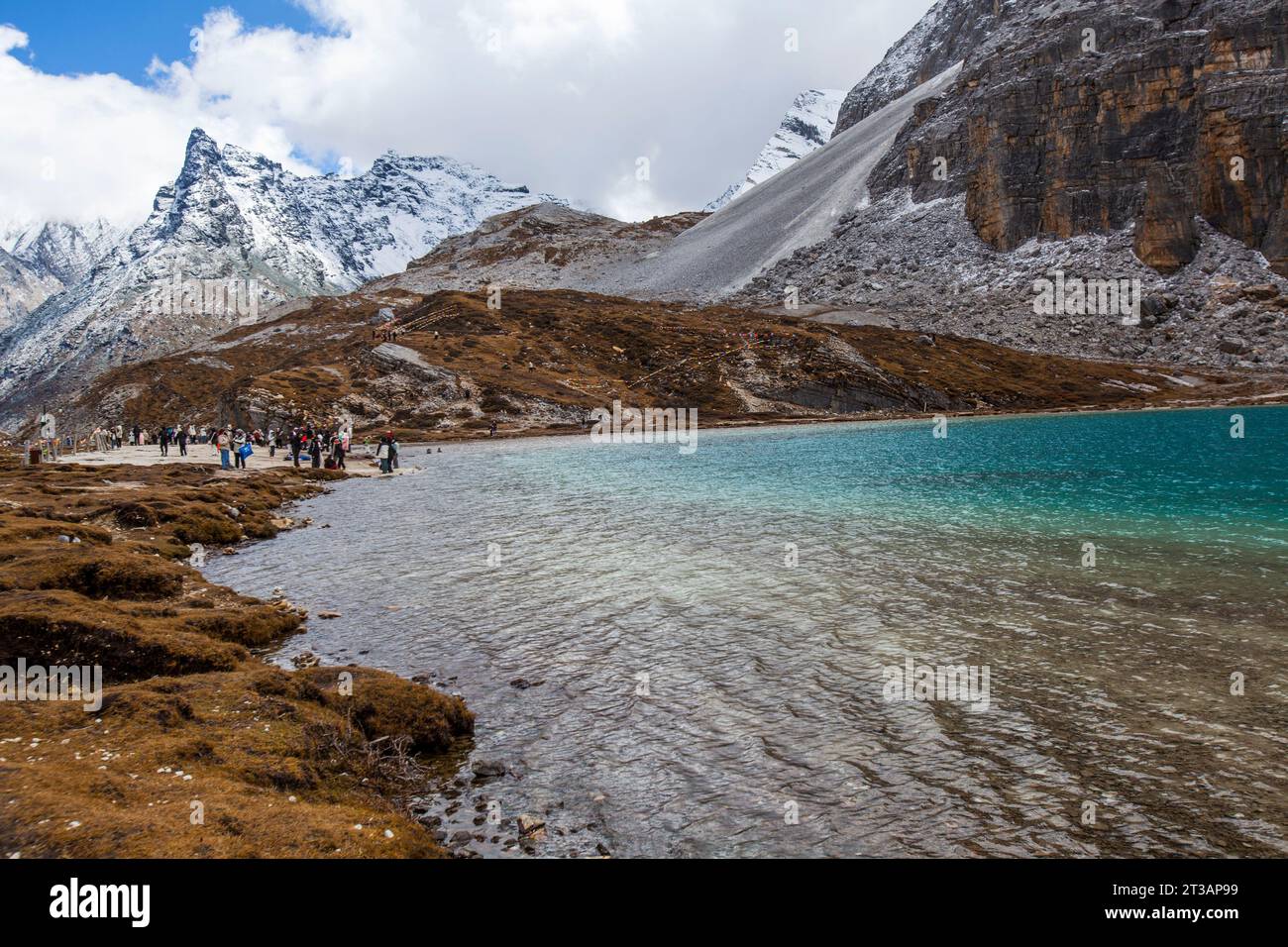 GANZI, CHINE - 15 OCTOBRE 2023 - les touristes regardent le paysage de la mer de NIUNAI à Daocheng Yading Scenic spot dans la préfecture autonome tibétaine de Ganzi, dans le Sichua Banque D'Images