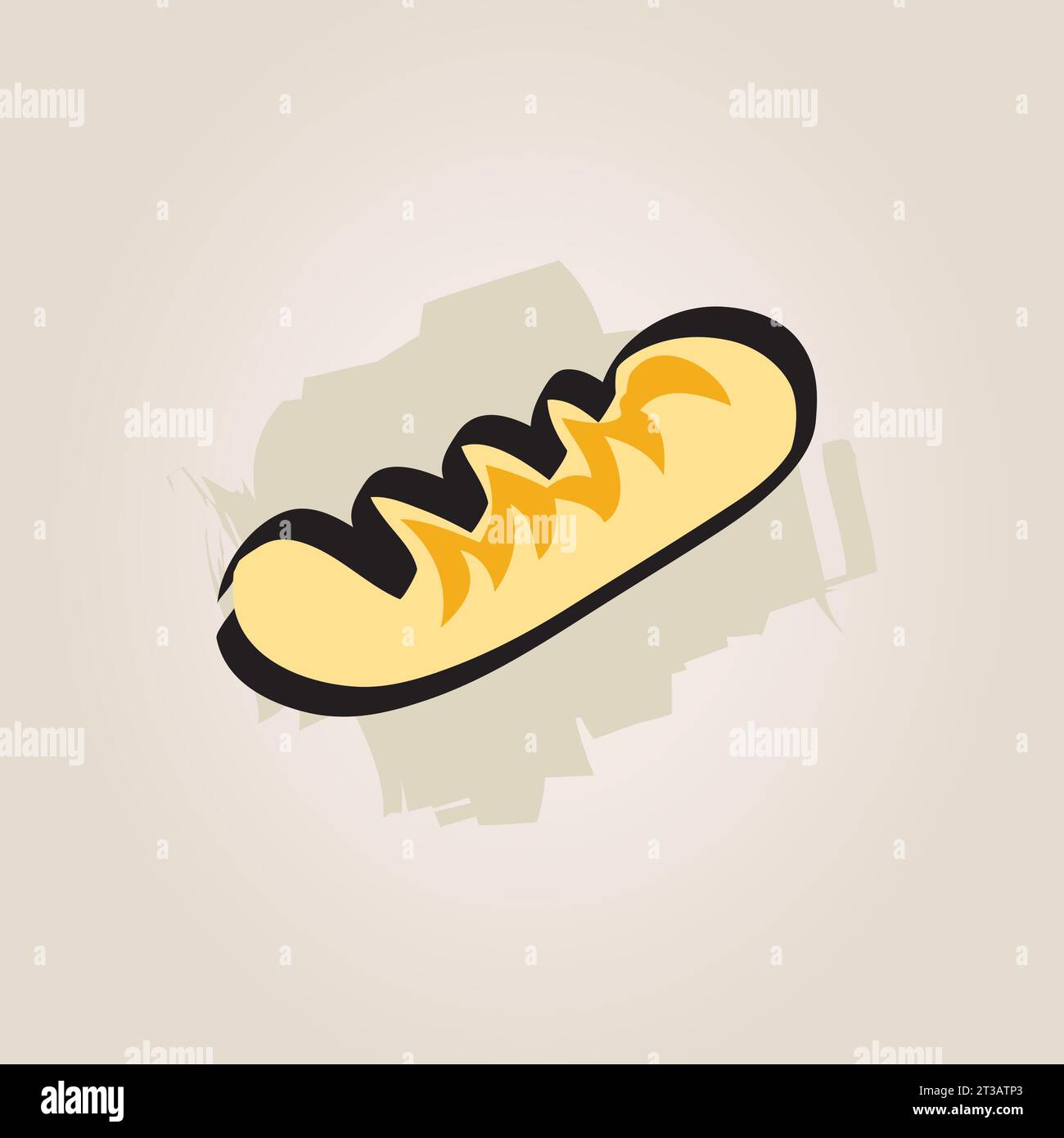 Illustration alimentaire - boulangerie pain viande chair saucisse de blé manger Illustration numérique image dessinée à la main jaune vecteur croustillant Illustration de Vecteur