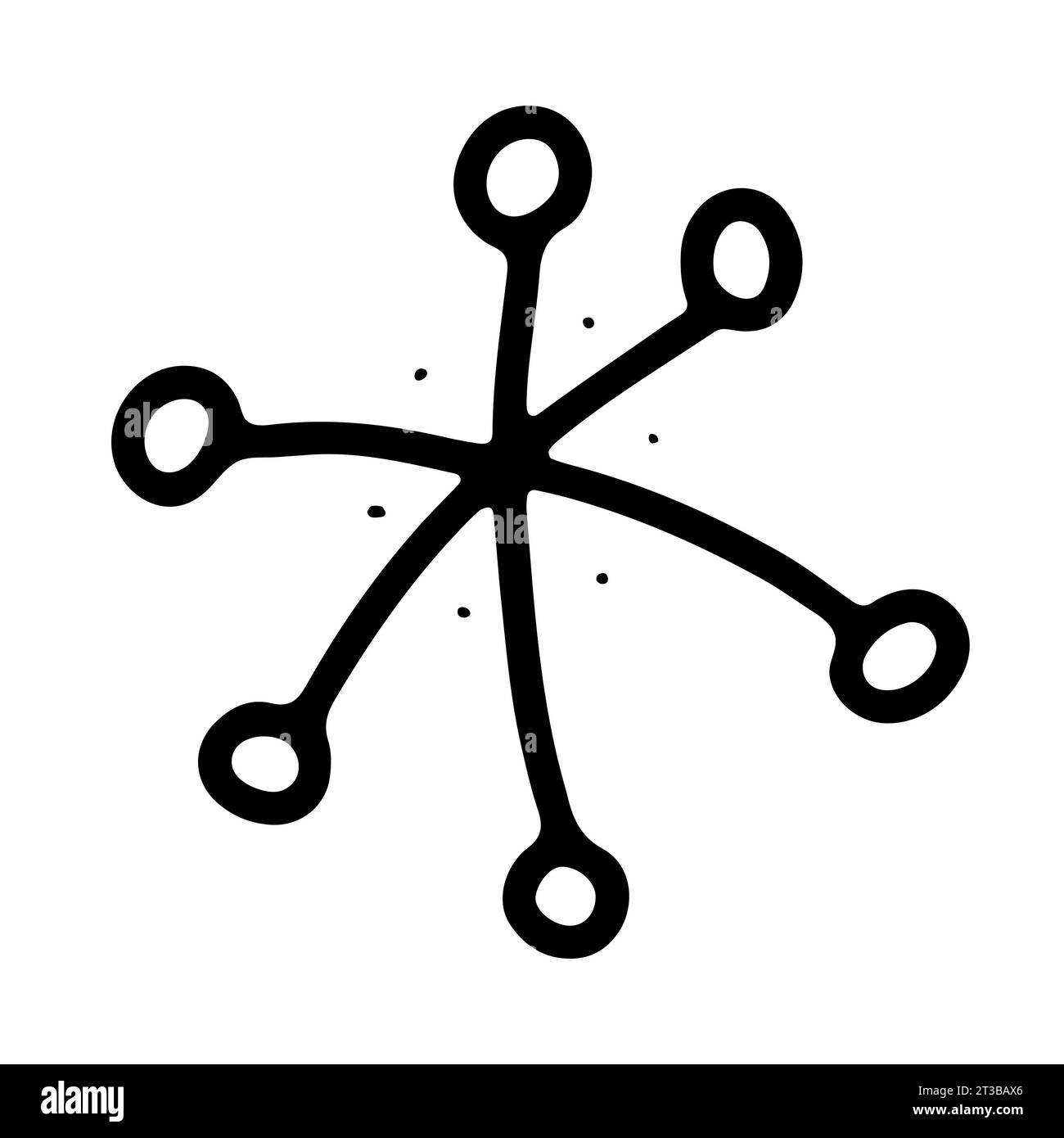 Doodle Christmas Snowflake. Neige de contour dessiné à la main isolé sur fond blanc. X-mas ligne point symbole des vacances d'hiver du nouvel an. Signe froid. FES Illustration de Vecteur