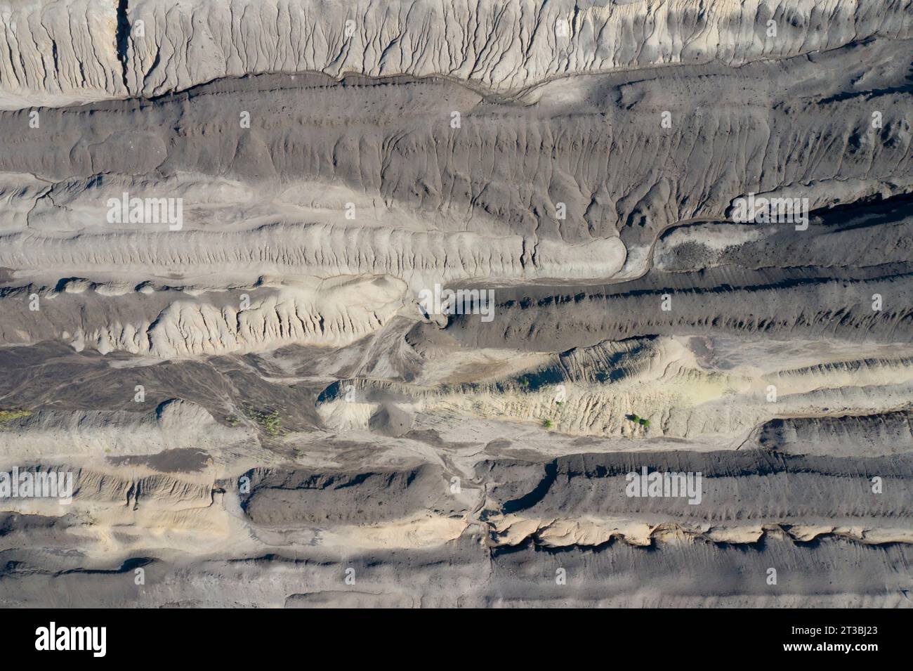 Vue aérienne au-dessus du paysage exploité et dévasté de la fosse à ciel ouvert Nochten, mine de lignite près de Weißwasser / Weisswasser, Saxe, Allemagne de l'est Banque D'Images