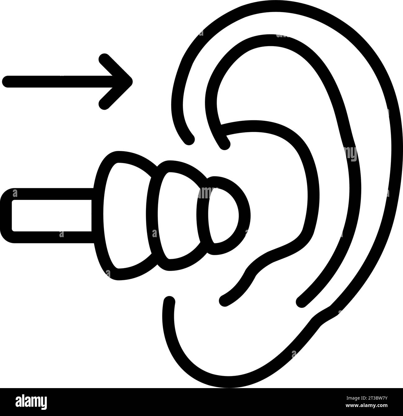 Bouchon d'oreille pour le vecteur d'icône de sommeil. Vecteur d'icône de déficience auditive. Contour du signe de déficience auditive. Illustration du symbole de contour isolé Illustration de Vecteur